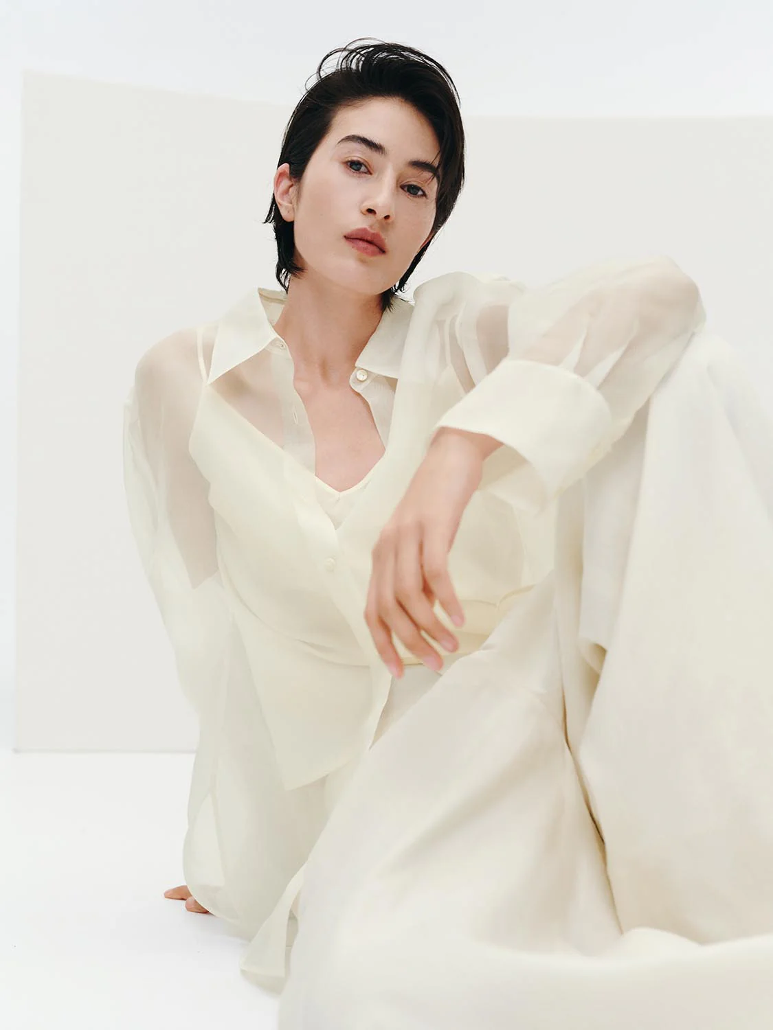 100% Silk Sheer Loose-Fit Shirts - Image 9