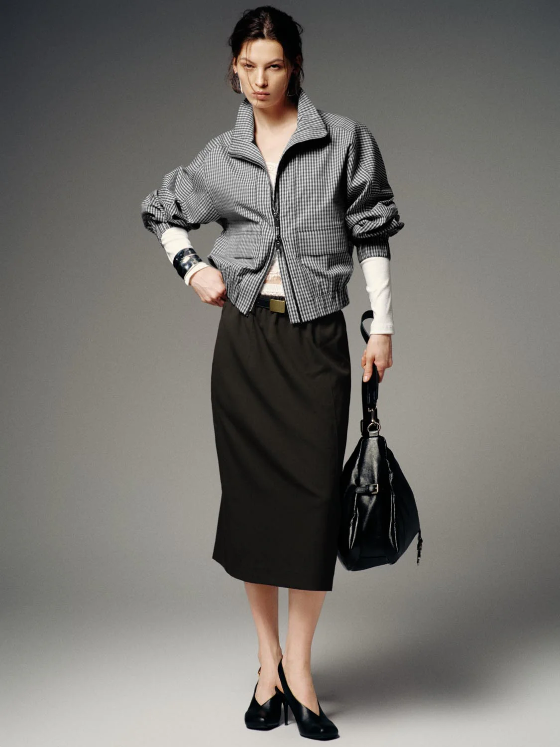 2 In 1 Belted Tailored Straight Midi Skirts - Image 7