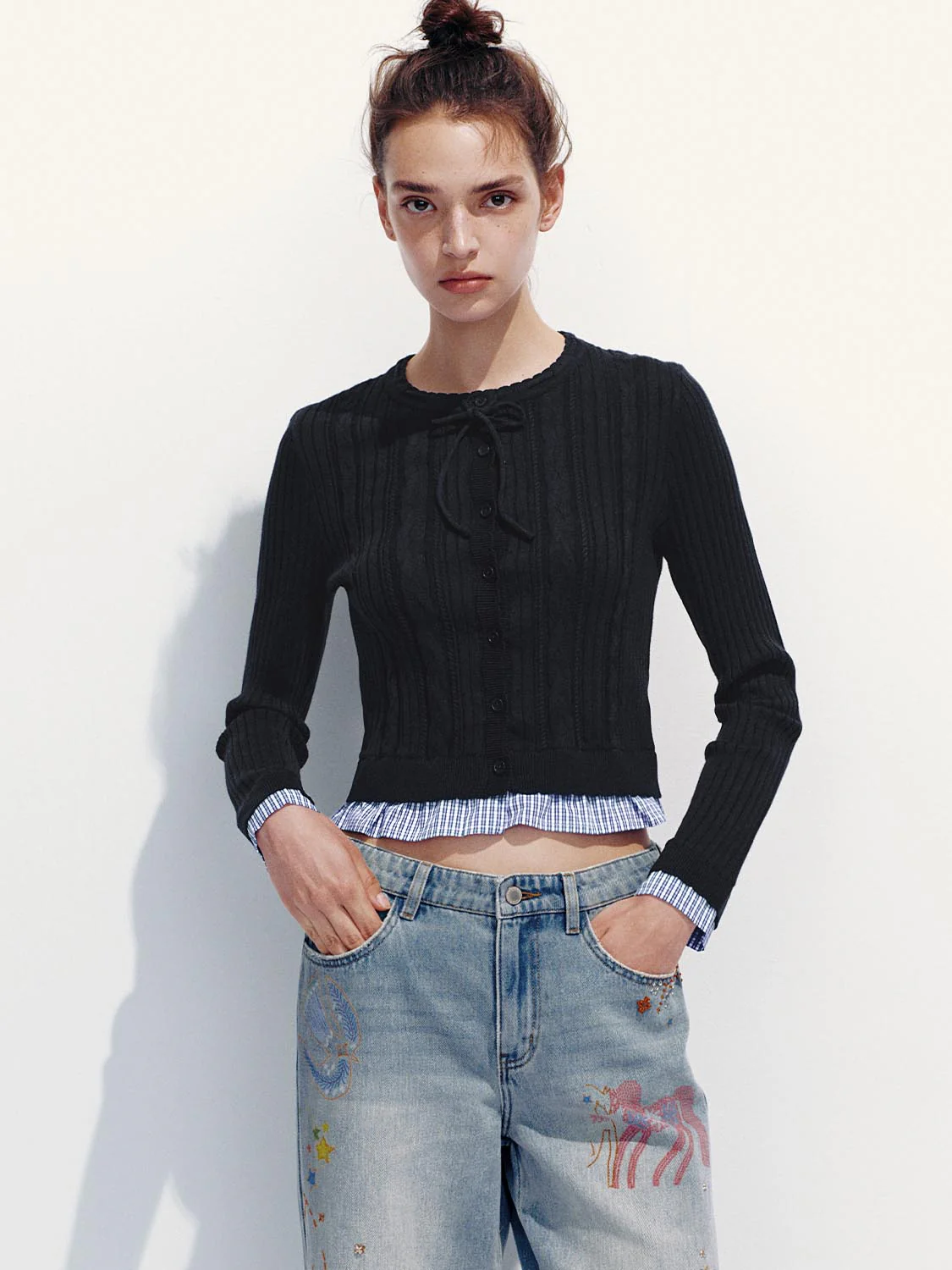 2 In 1 Bow-Collar Knitted Cardigans