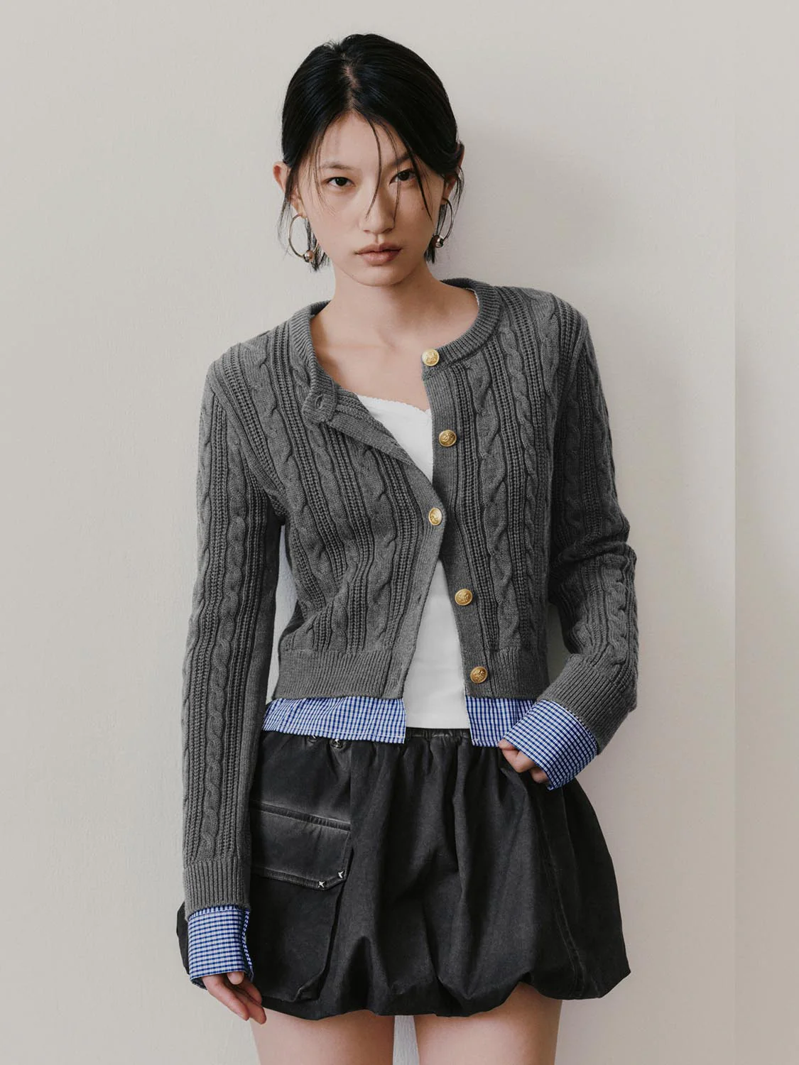 2 In 1 Check Trim Knitted Cardigans - Image 17