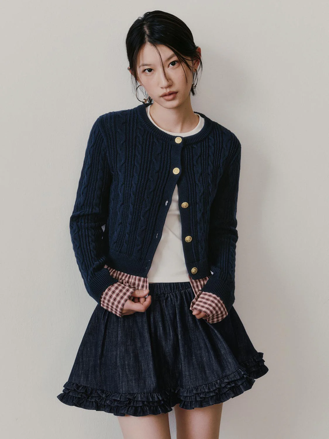 2 In 1 Check Trim Knitted Cardigans - Image 9