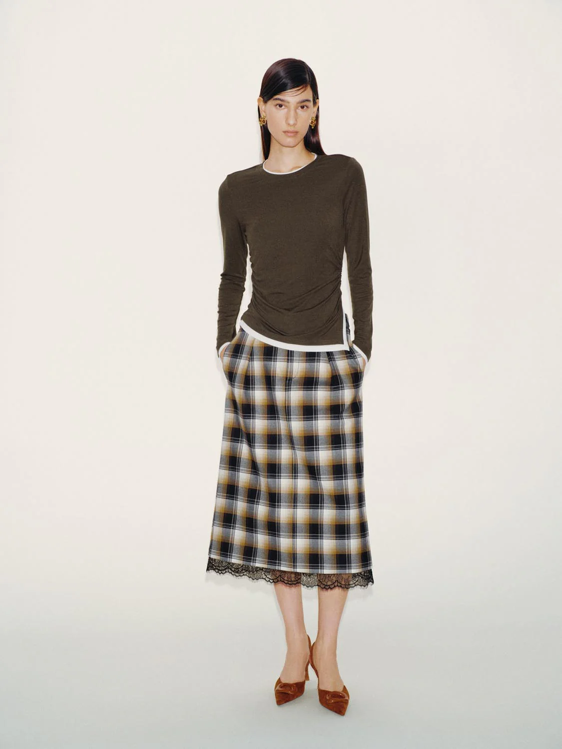 2 In 1 Cinched Waist Long Sleeve T-Shirts - Image 13