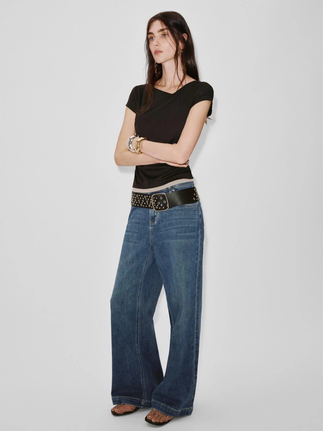 2 In 1 Contrast Asymmetric T-Shirts - Image 5
