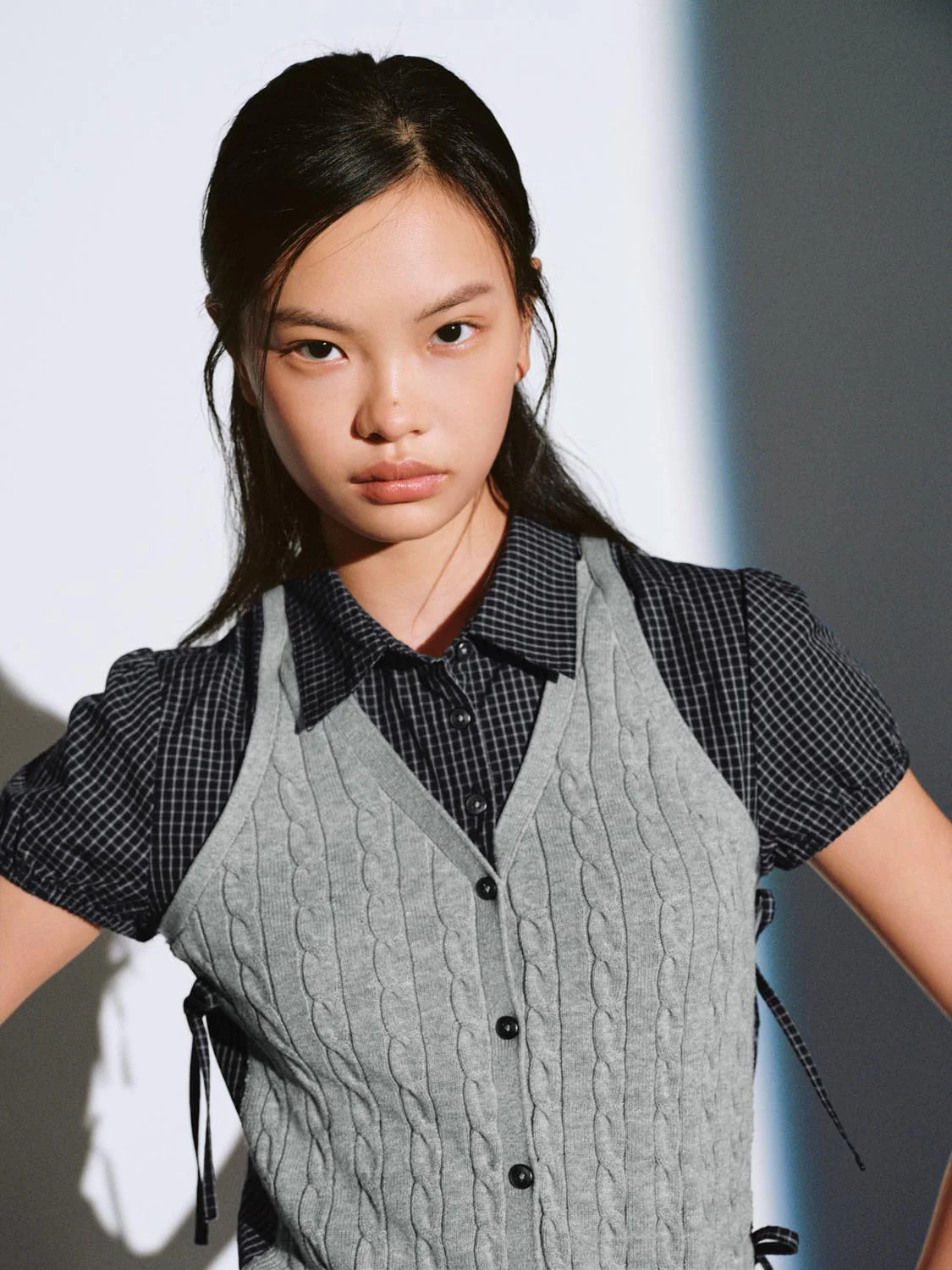 2 In 1 Contrast Bow Detail Knitted T-Shirts - Image 3
