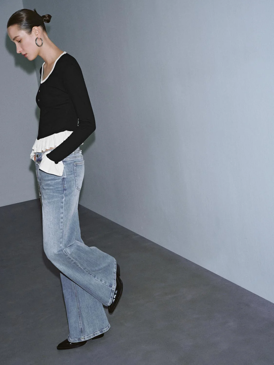 2 In 1 Contrast Frill Trim Long Sleeve T-Shirts - Image 5