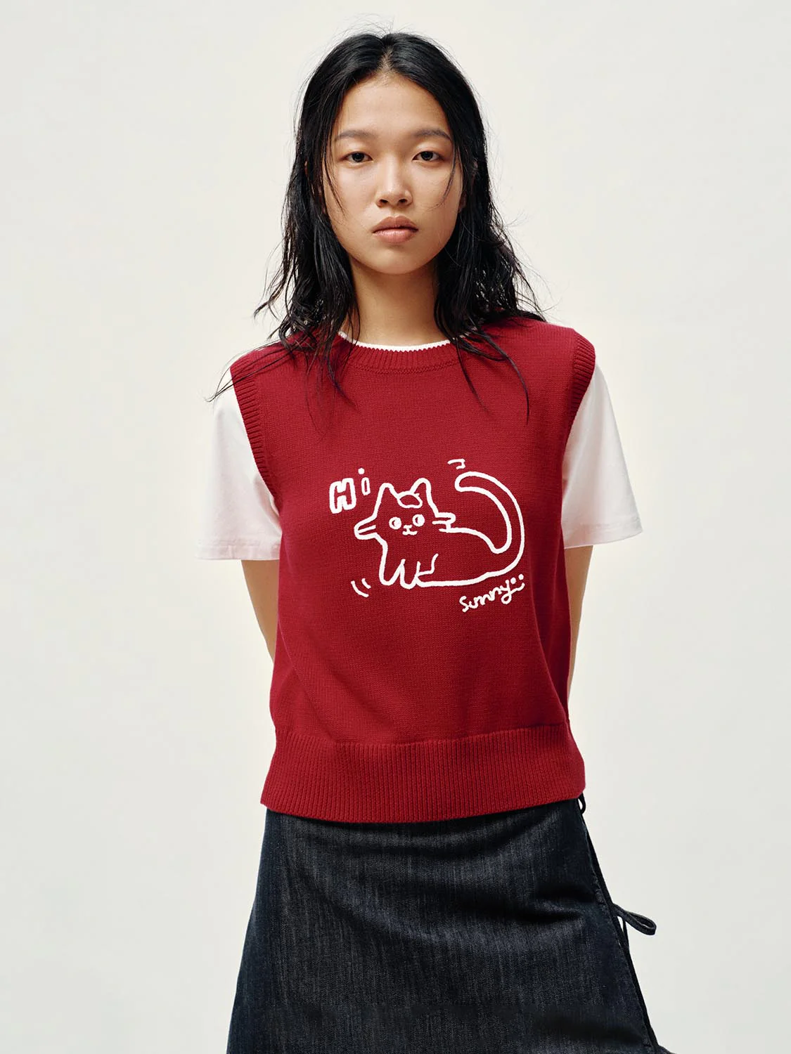 2 In 1 Contrast Knitted T-Shirts