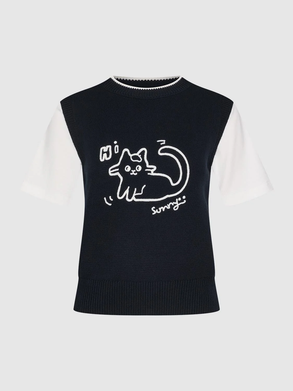 2 In 1 Contrast Knitted T-Shirts - Image 15