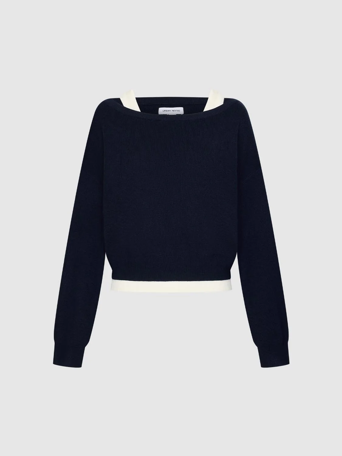 2 In 1 Contrast Long Sleeve Knitted T-Shirts - Image 4