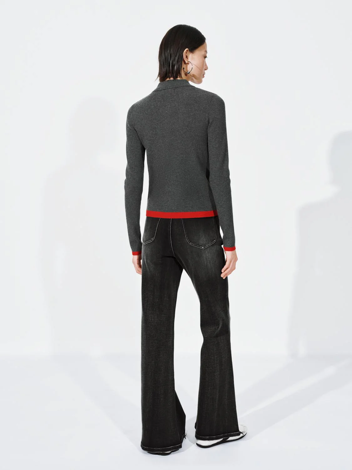 2 In 1 Contrast Long Sleeve Knitted T-Shirts - Image 6