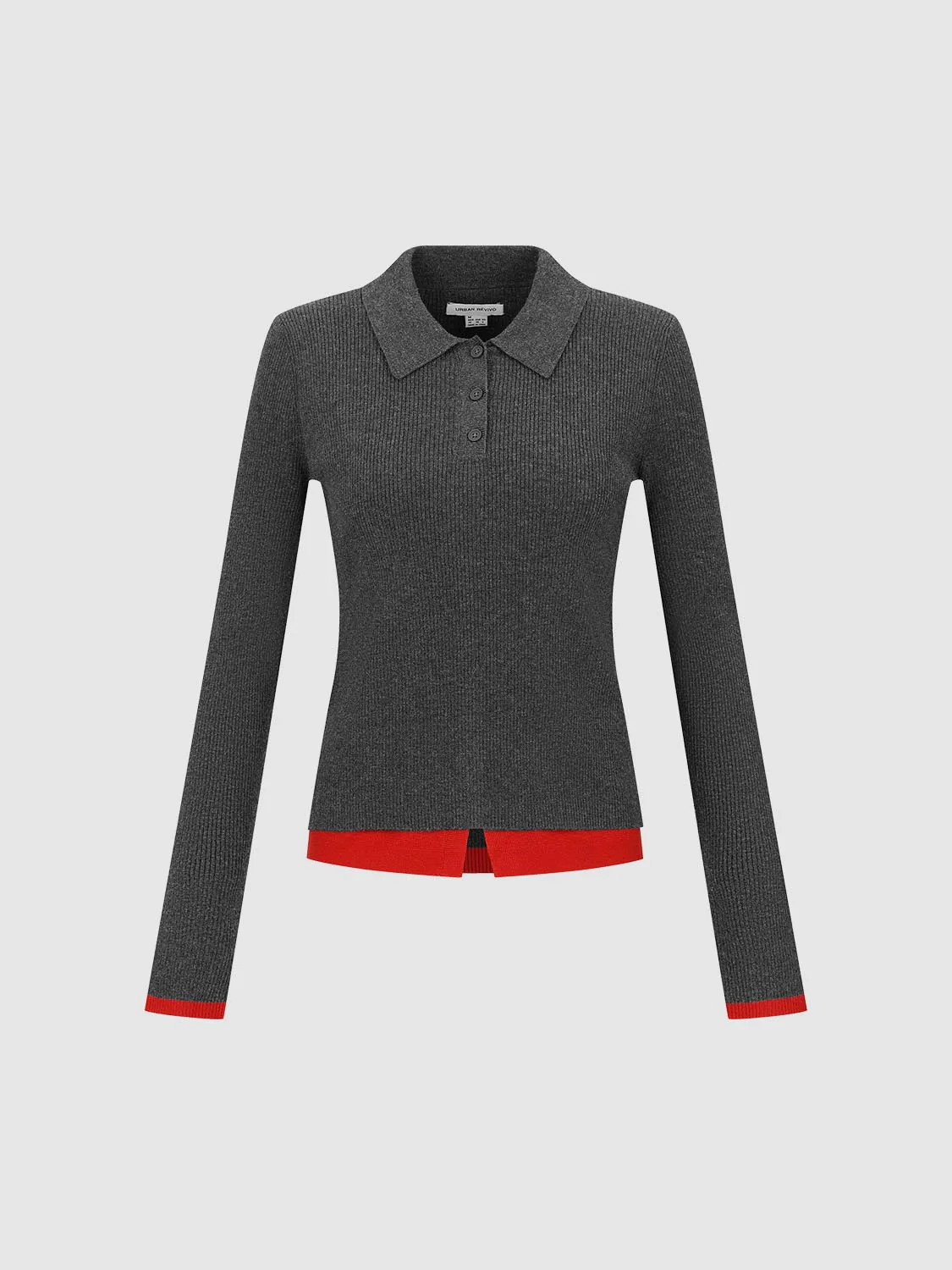 2 In 1 Contrast Long Sleeve Knitted T-Shirts - Image 7
