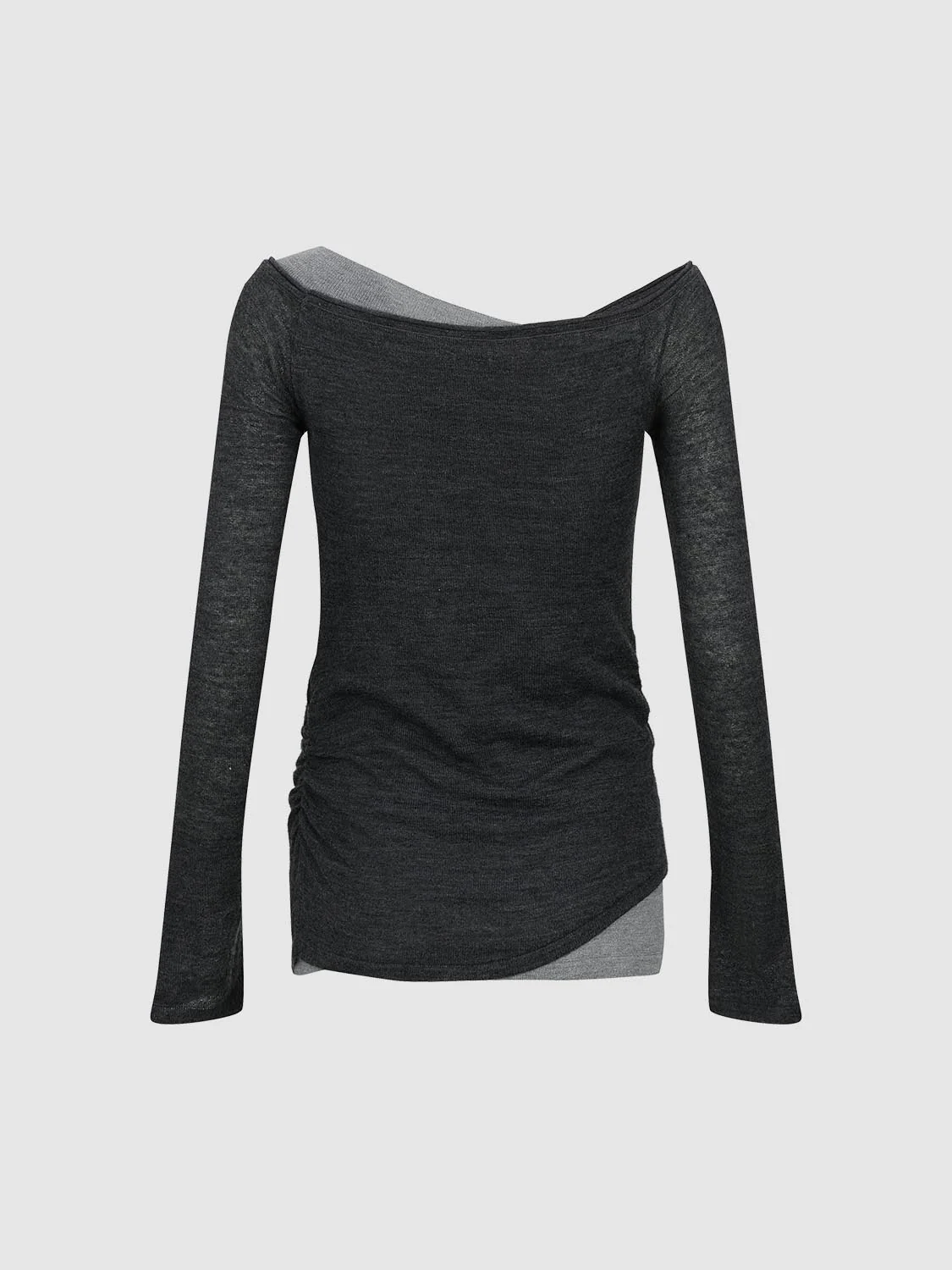 2 In 1 Contrast Long Sleeve Knitted T-Shirts - Image 2