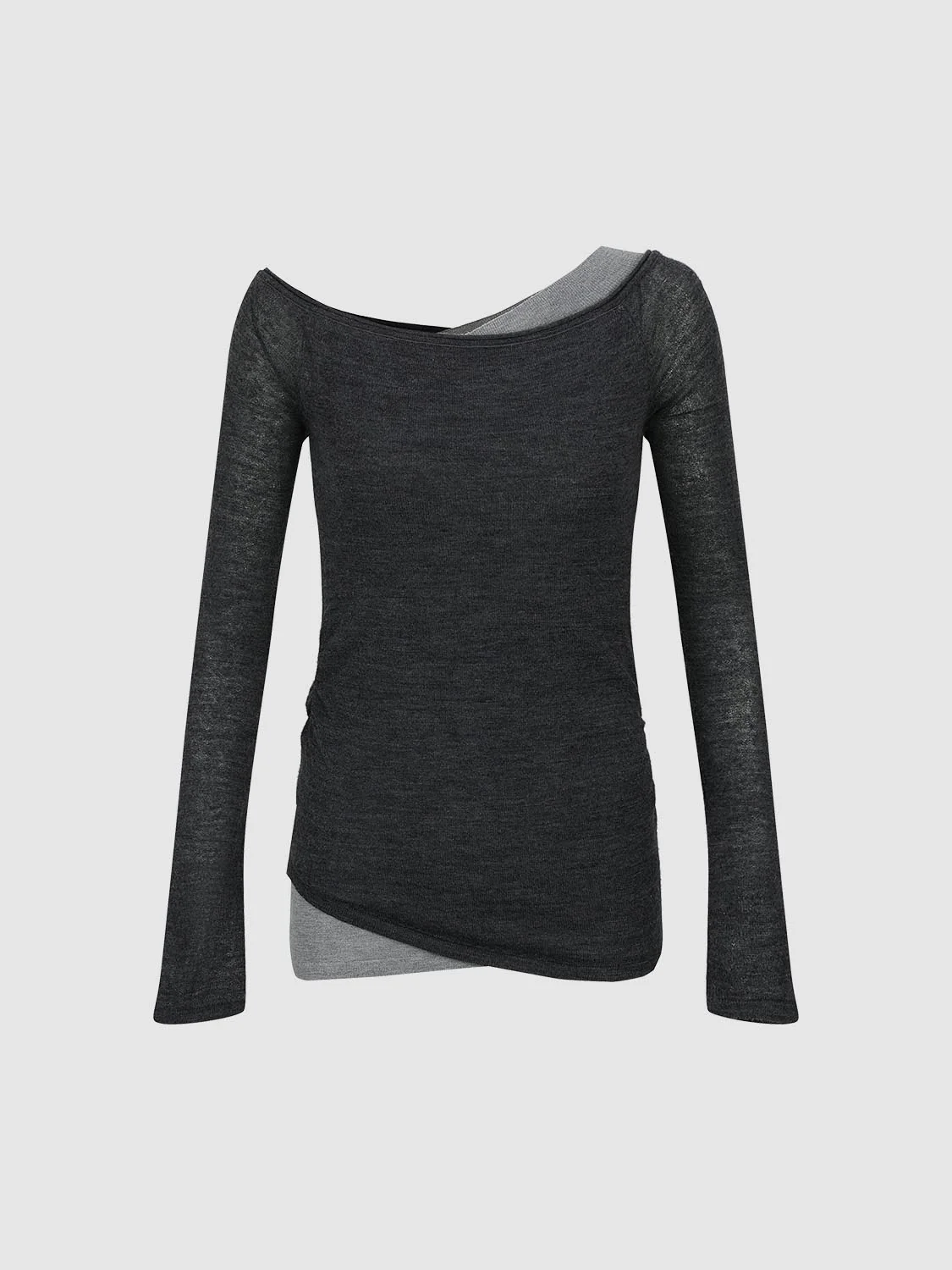 2 In 1 Contrast Long Sleeve Knitted T-Shirts - Image 4