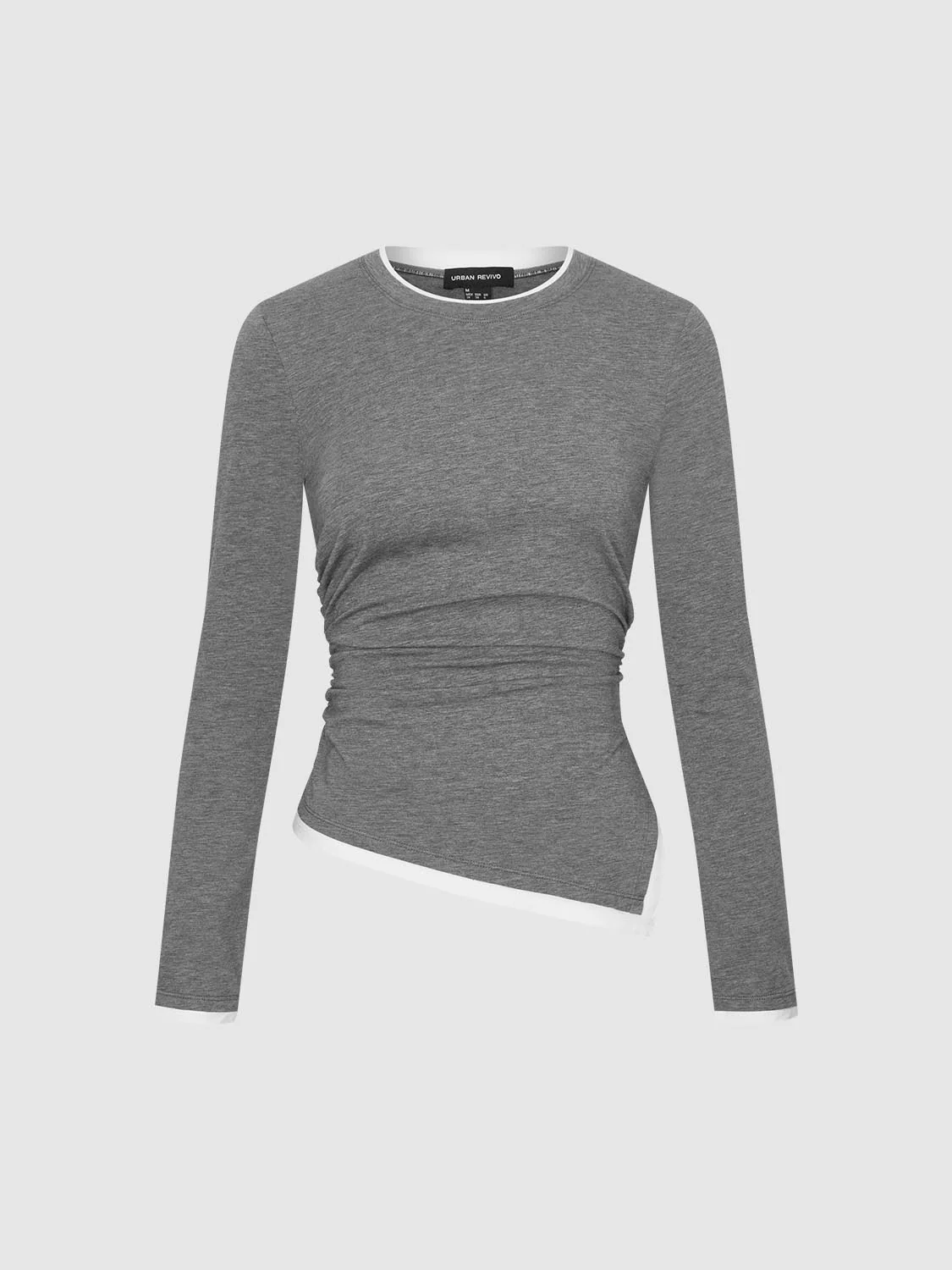 2 In 1 Contrast Ruched Long Sleeve T-Shirts - Image 7