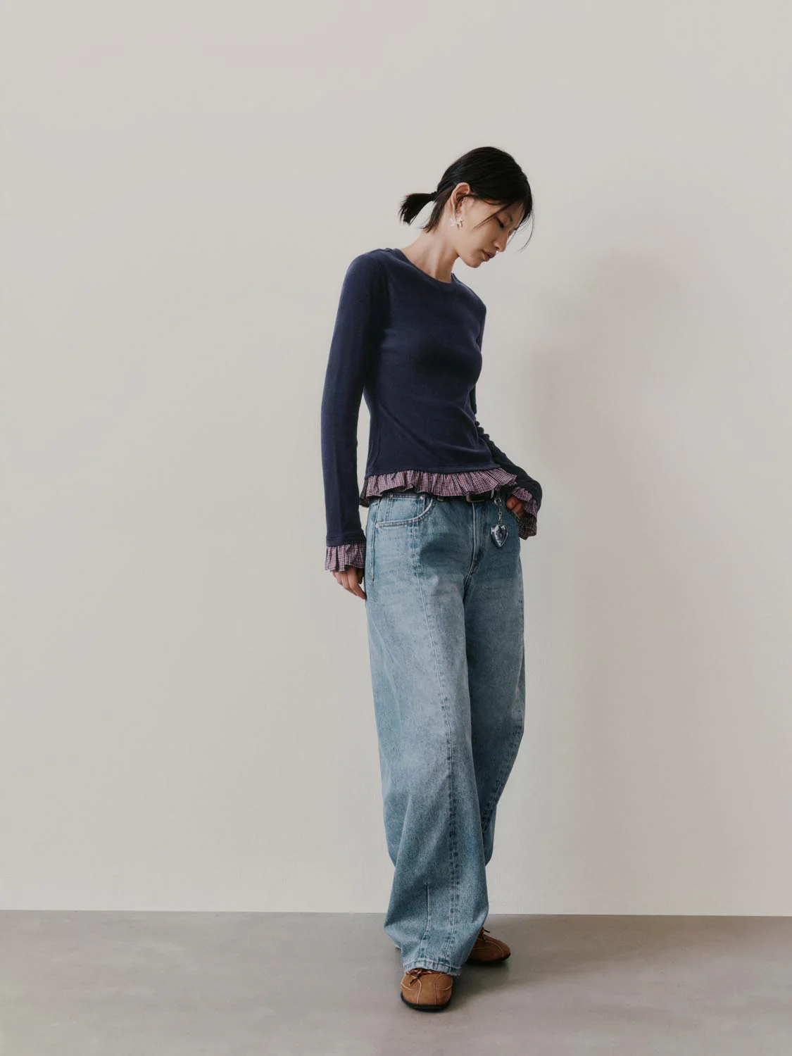 2 In 1 Contrast Ruffle Trim Long Sleeve T-Shirts - Image 5