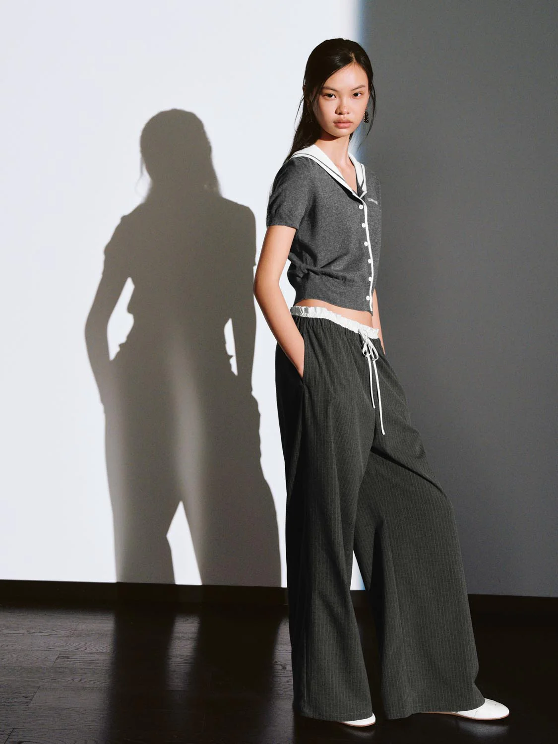 2 In 1 Drawstring Striped Wide Leg Pants - Image 5