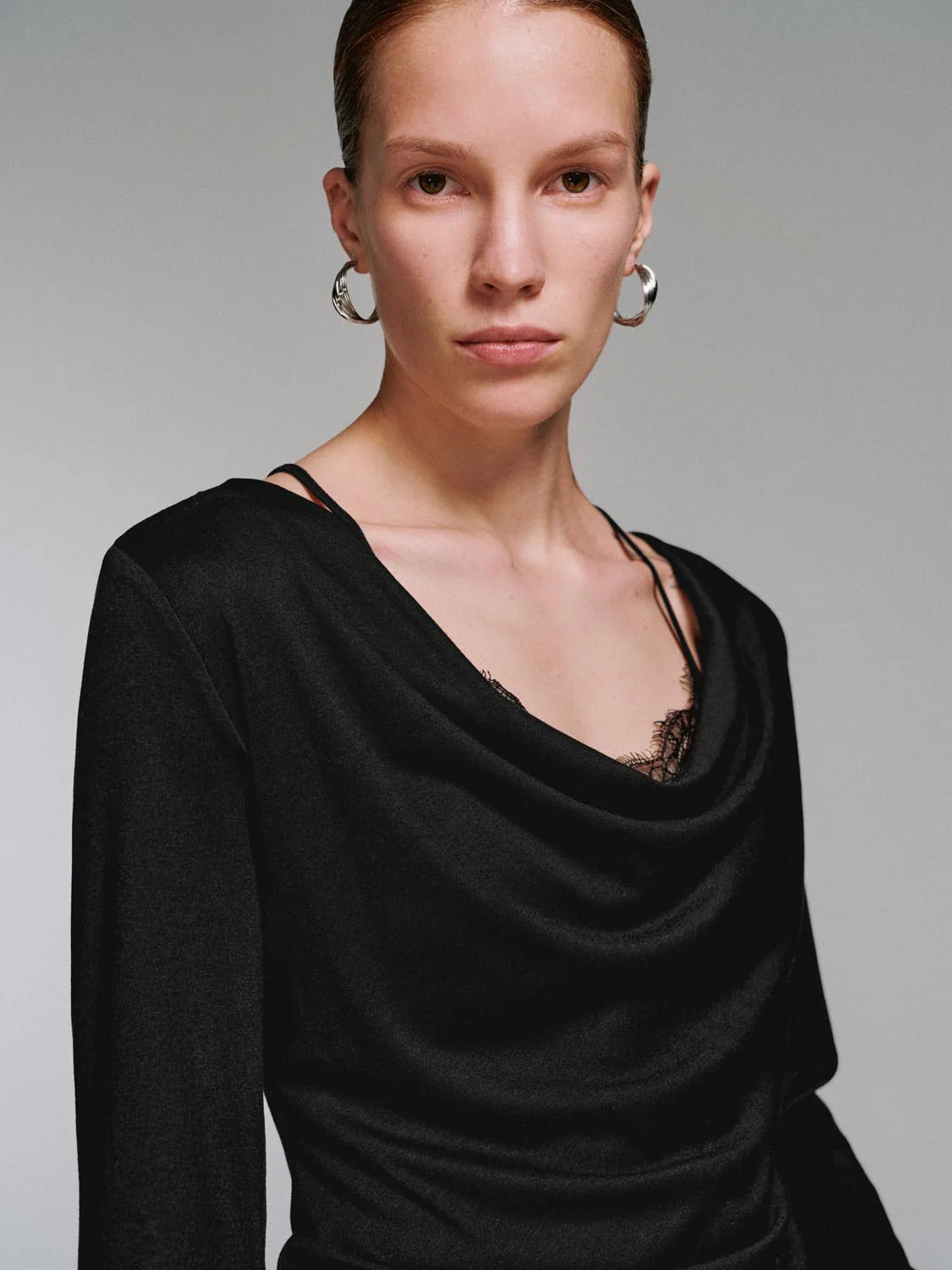 2 In 1 Lace Draped Long Sleeve T-Shirts - Image 3