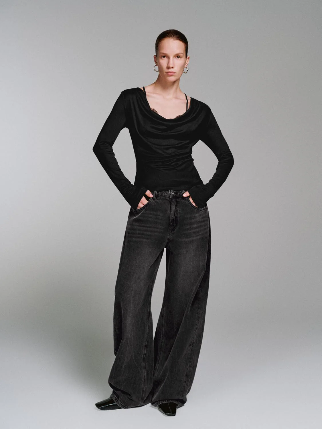 2 In 1 Lace Draped Long Sleeve T-Shirts - Image 5