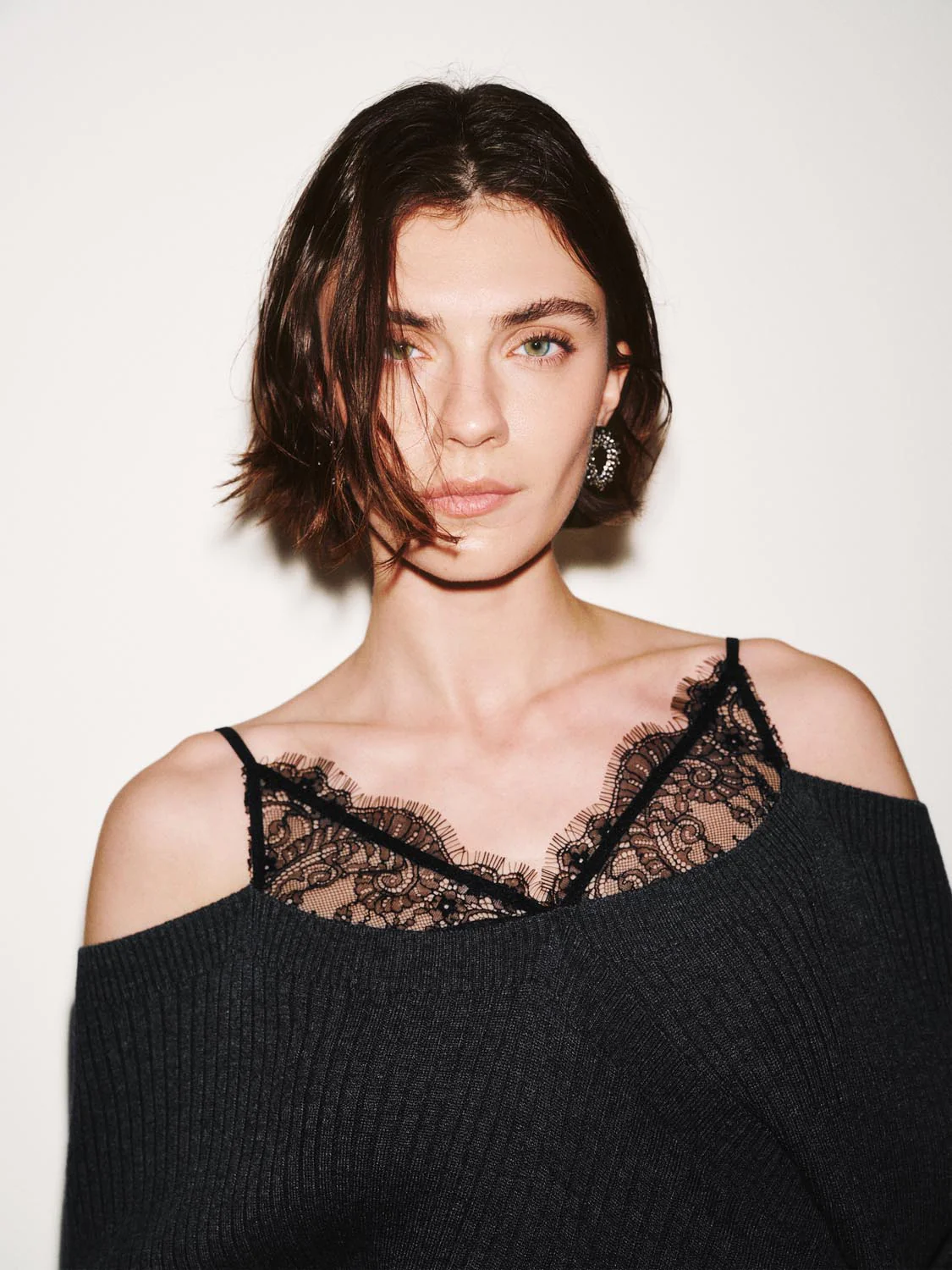2 In 1 Laced Strappy Long Sleeve Knitted T-Shirts - Image 3