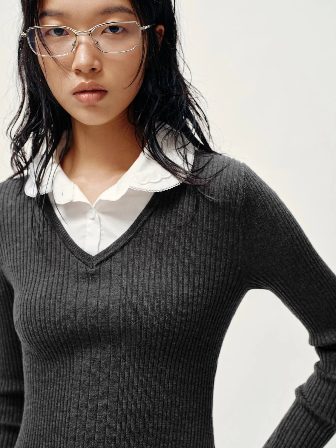 2 In 1 Polo Neck Knitted Pleated Mini Dresses - Image 3