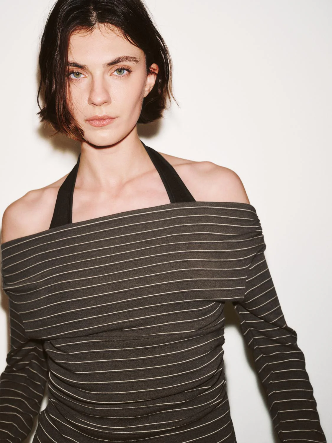 2 In 1 Ruched Striped Long Sleeve T-Shirts - Image 3