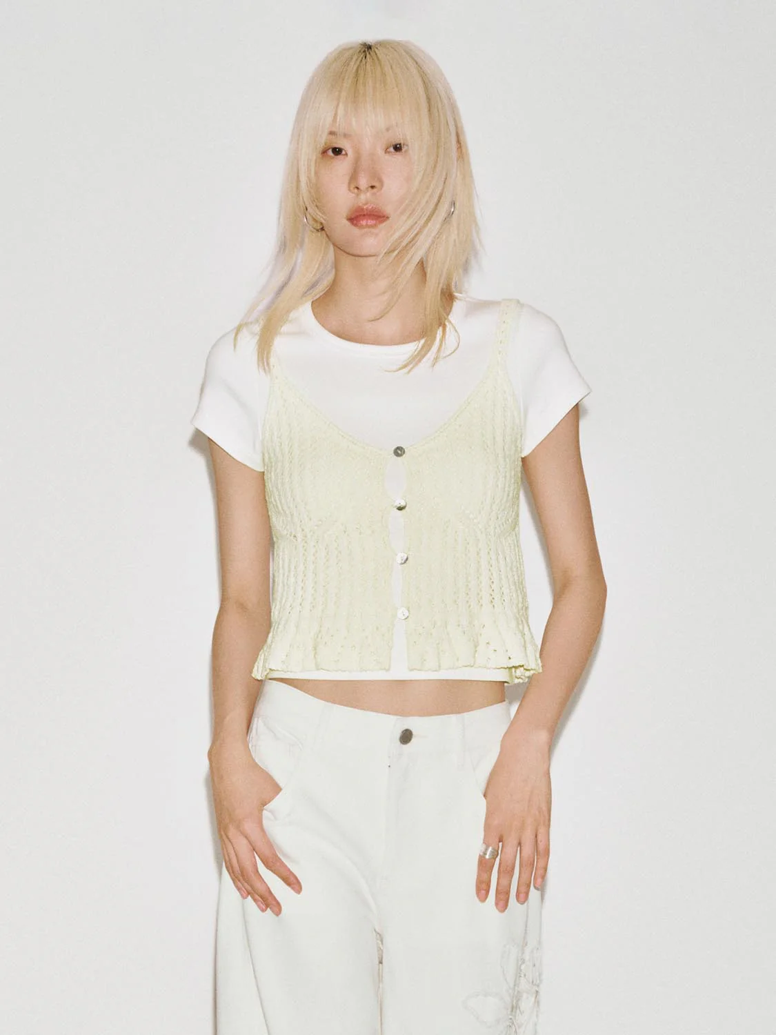 2 In 1 Ruffle Trim Contrast Knitted T-Shirts - Image 9