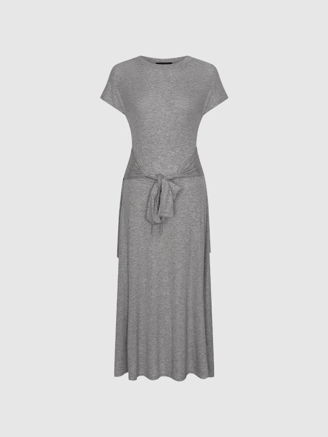 2 In 1 Tie Belt Short Sleeve A-Line Midi Dresses - Image 7