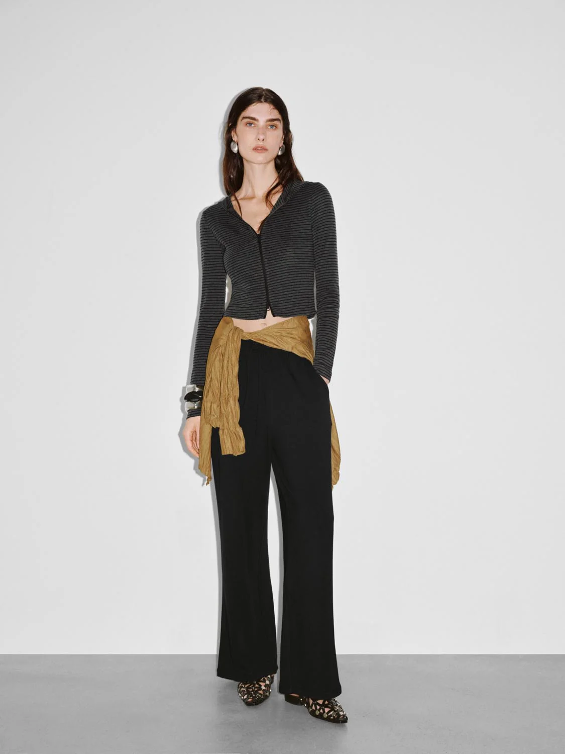 2-Way Zip Striped Hooded Cropped Skinny-Fit Jackets - Image 4