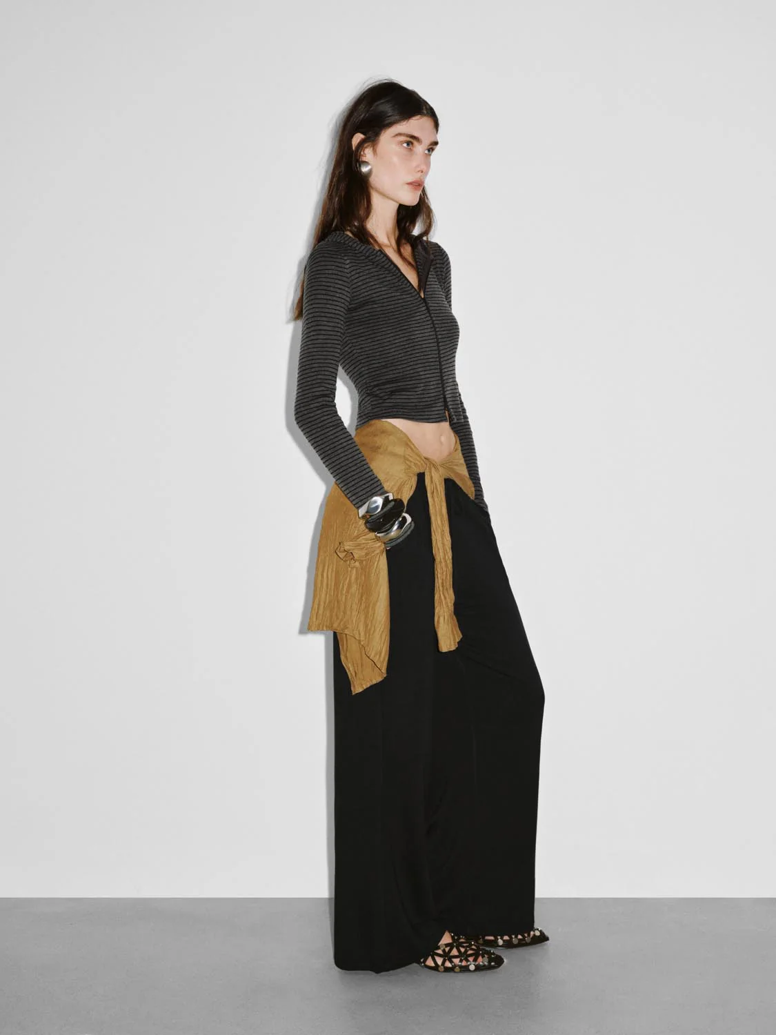 2-Way Zip Striped Hooded Cropped Skinny-Fit Jackets - Image 5