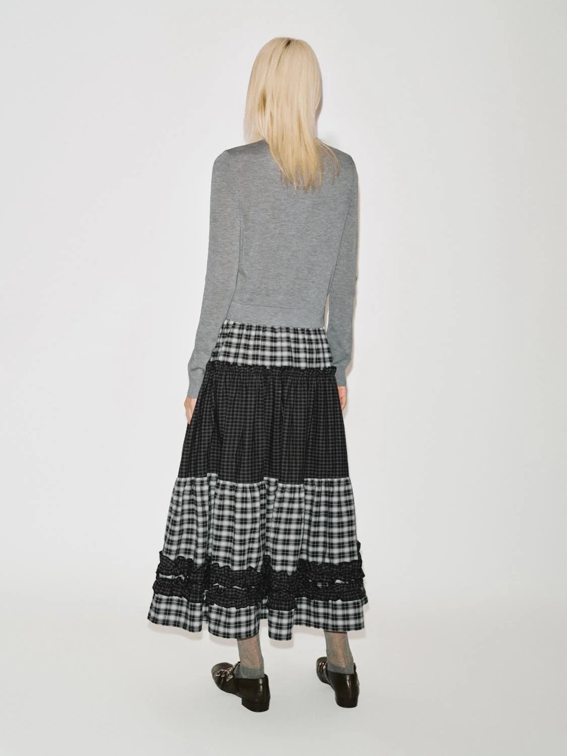 Argyle Intarsia Crew Neck Knitted Cardigan - Image 6