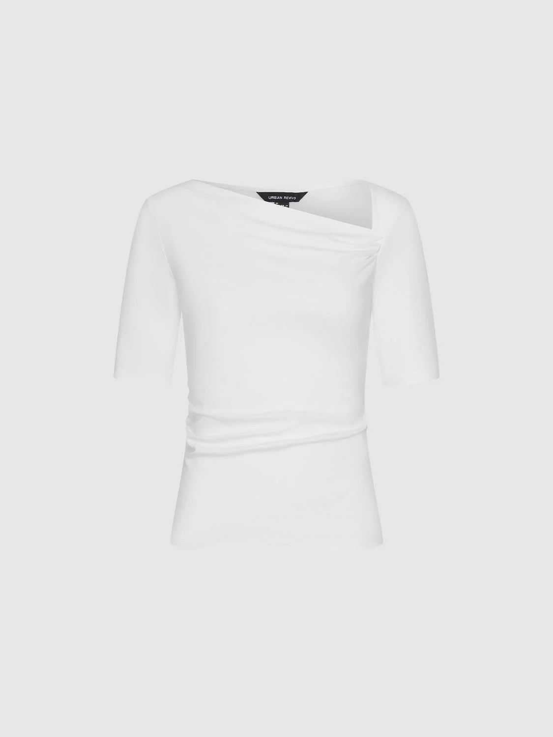 Asymmetric Neck Ruched Skinny Fit T-Shirts - Image 13