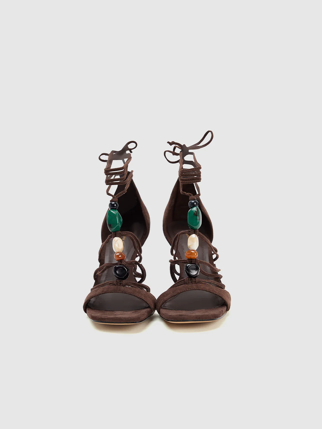 Beaded Lace-up High Heel Sandals - Image 11