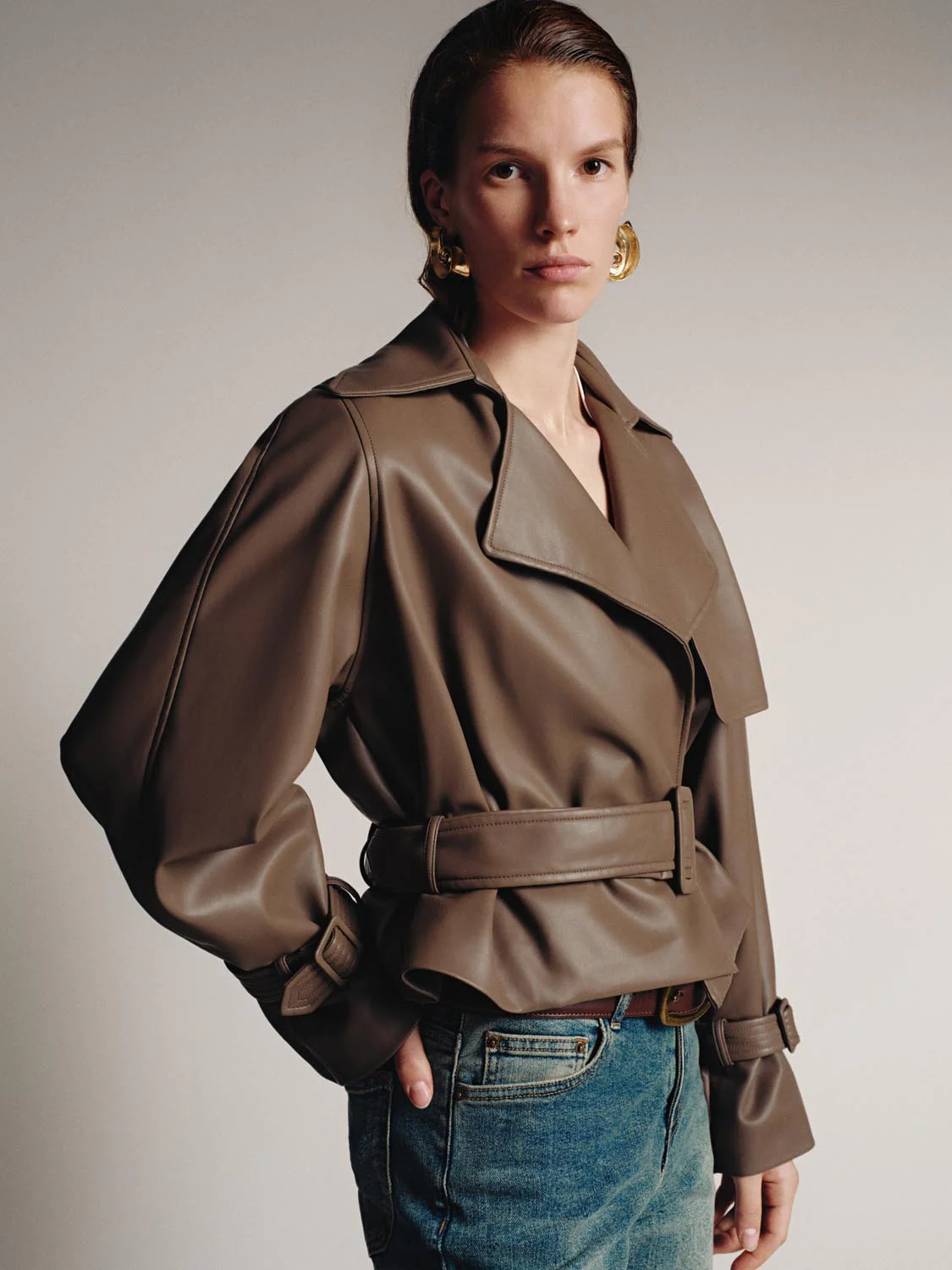 Belt Detail Vegan Leather Jackets - Image 2