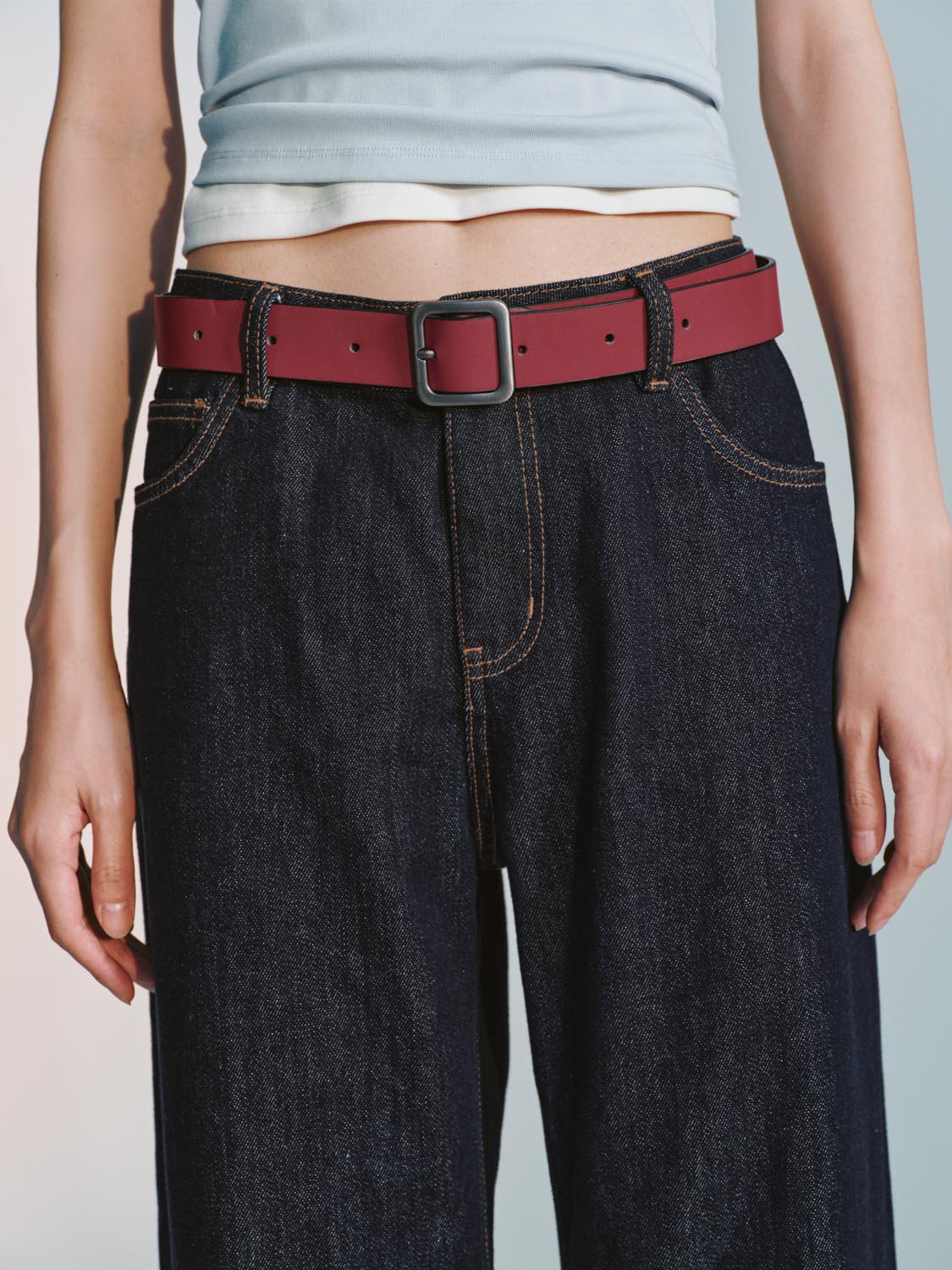 Belted Cuffed Wide Leg Jeans - Image 5