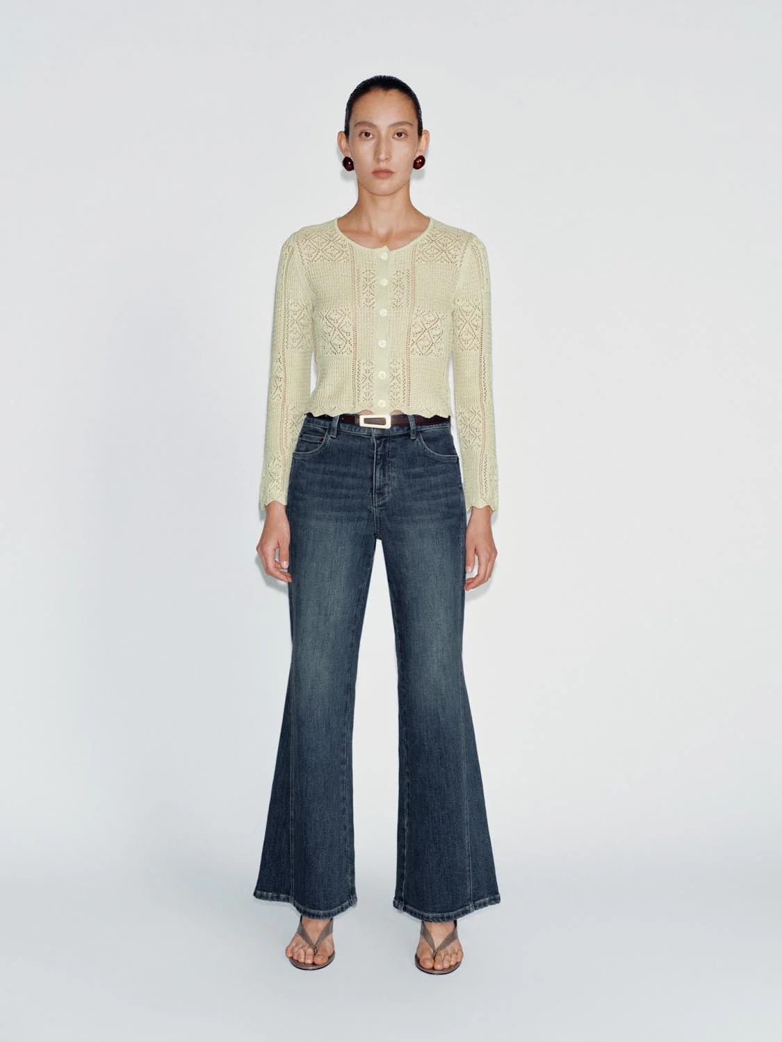 Belted Flare Leg Jeans - Image 6