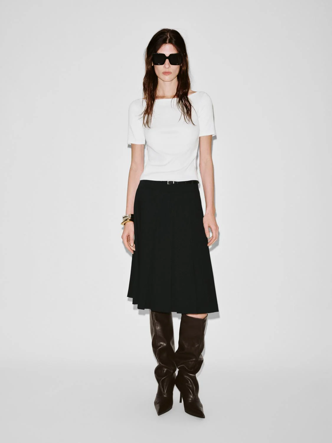 Belted Pleated A-Line Mini Skirts - Image 7