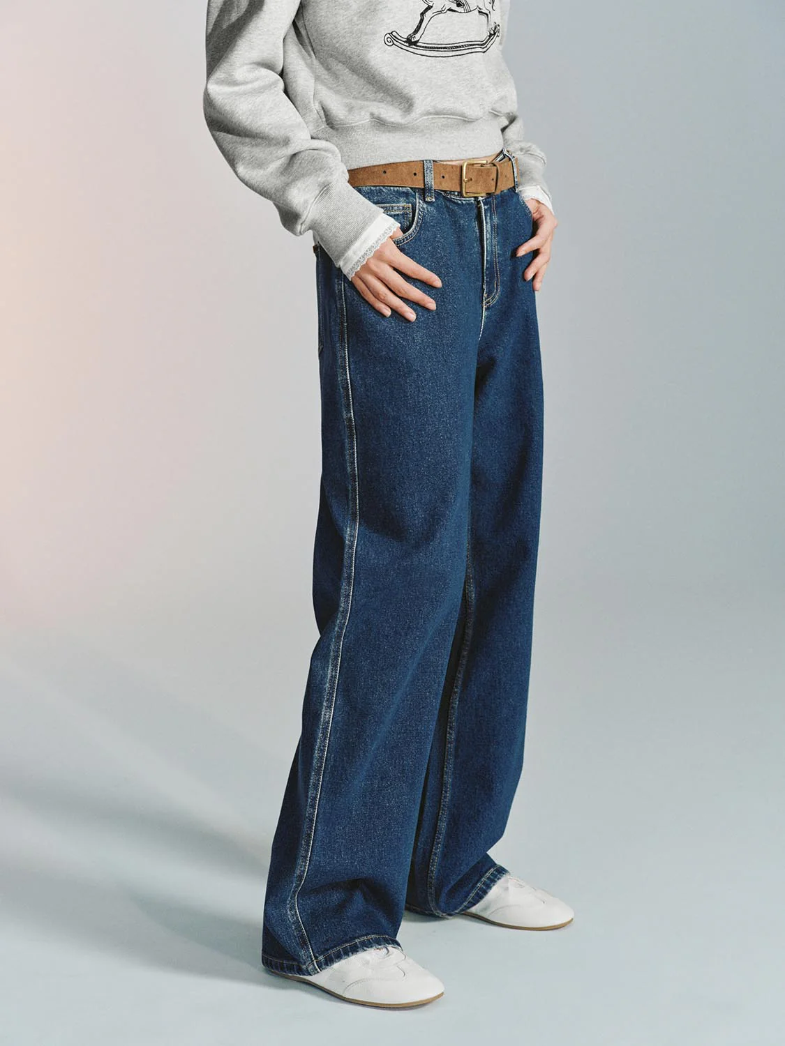 Belted Straight Leg Jeans - Image 3