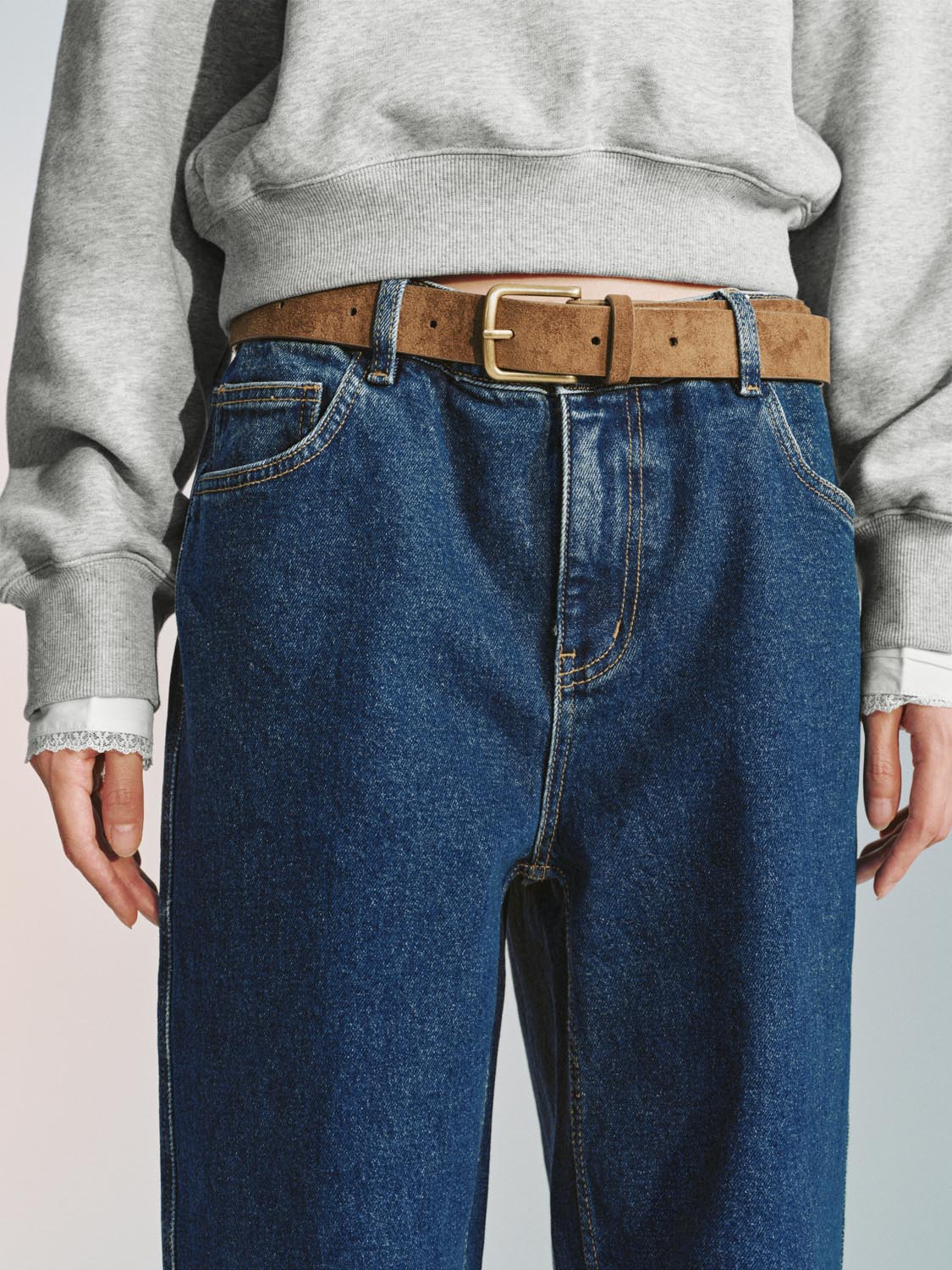 Belted Straight Leg Jeans - Image 5