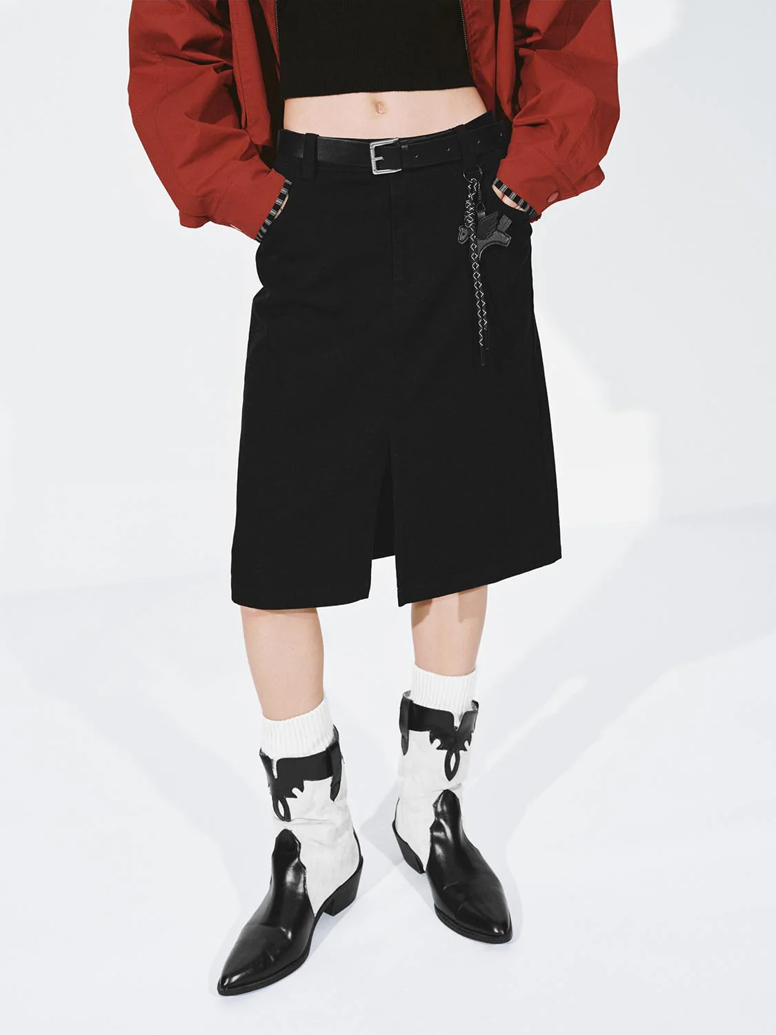 Belted Straight Midi Skirts - Image 9