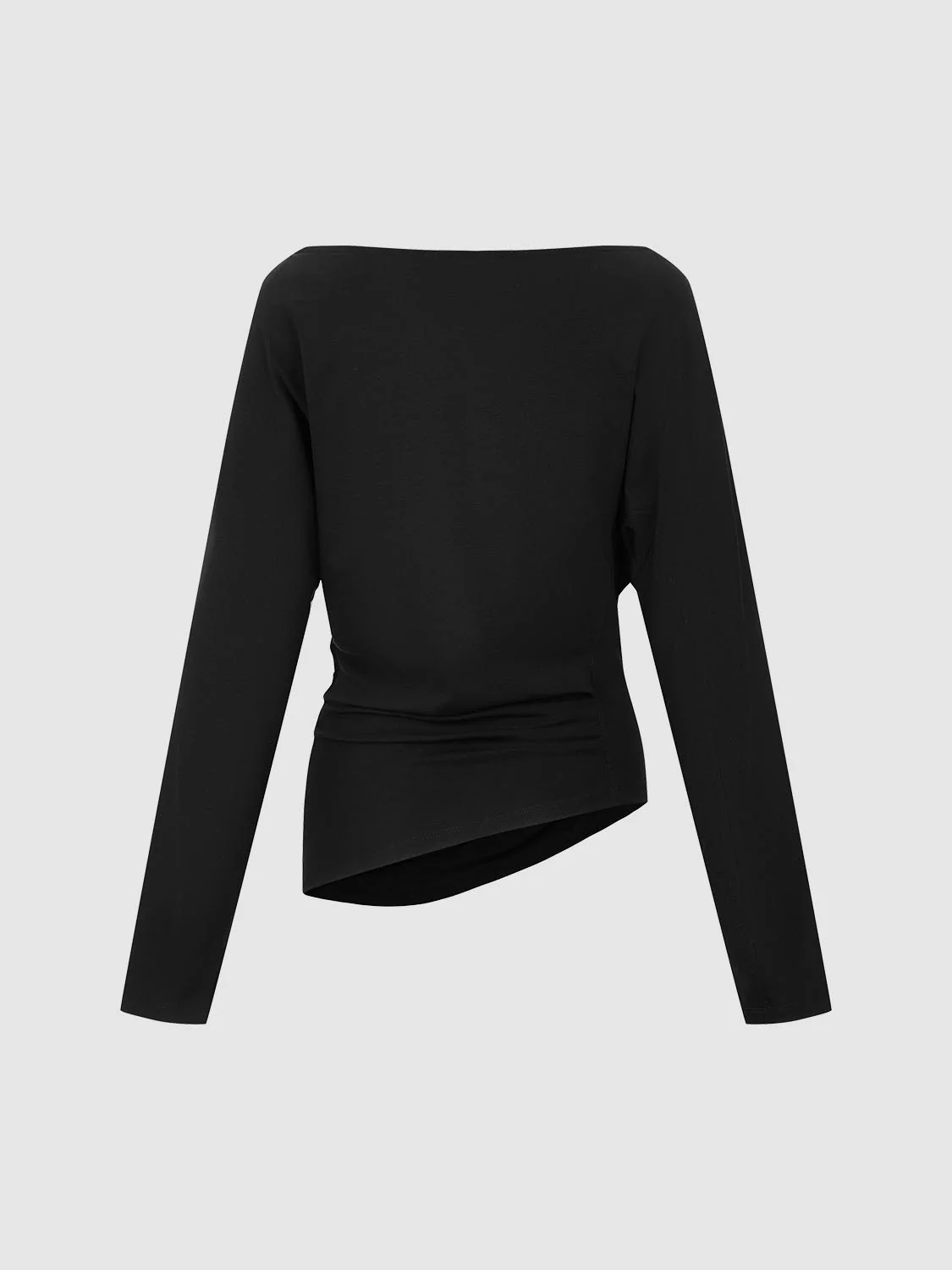 Boat Neck Cinched Waist Long Sleeve T-Shirts - Image 2