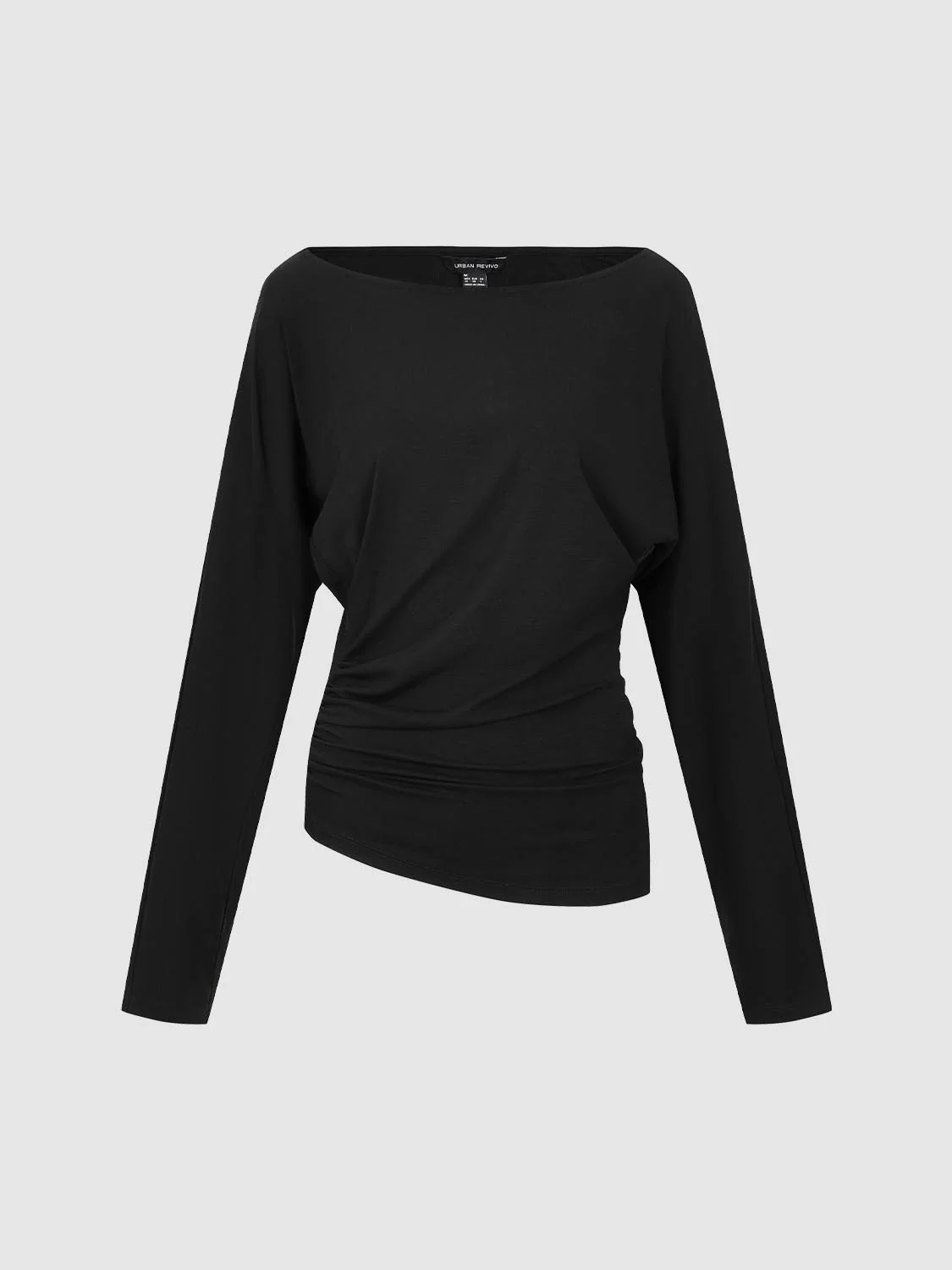 Boat Neck Cinched Waist Long Sleeve T-Shirts - Image 4