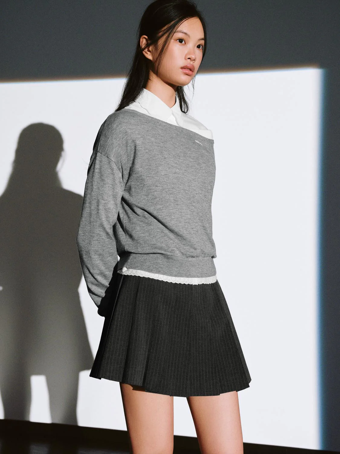 Boat Neck Long Sleeve Knitted T-Shirts - Image 2