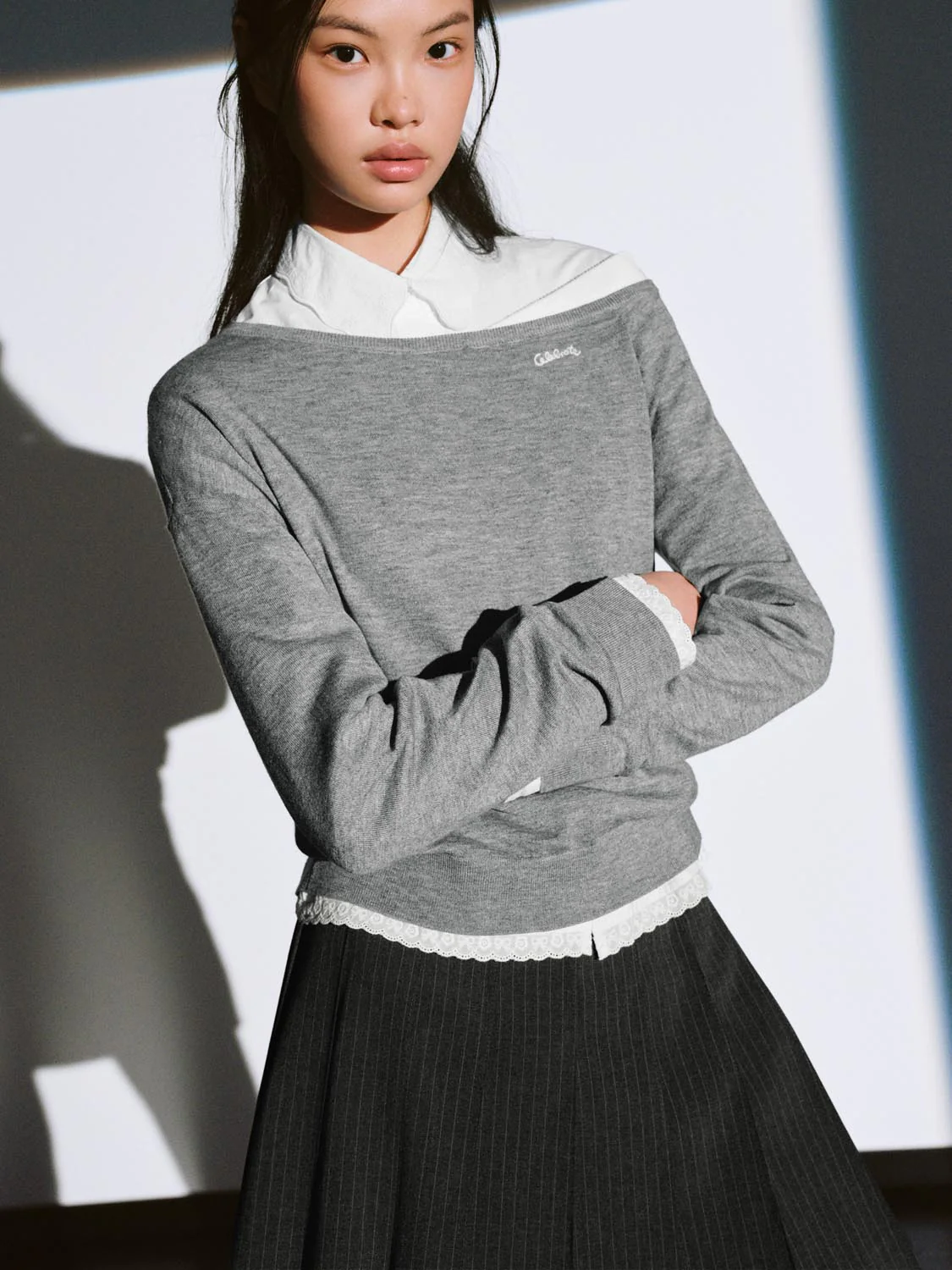 Boat Neck Long Sleeve Knitted T-Shirts - Image 3