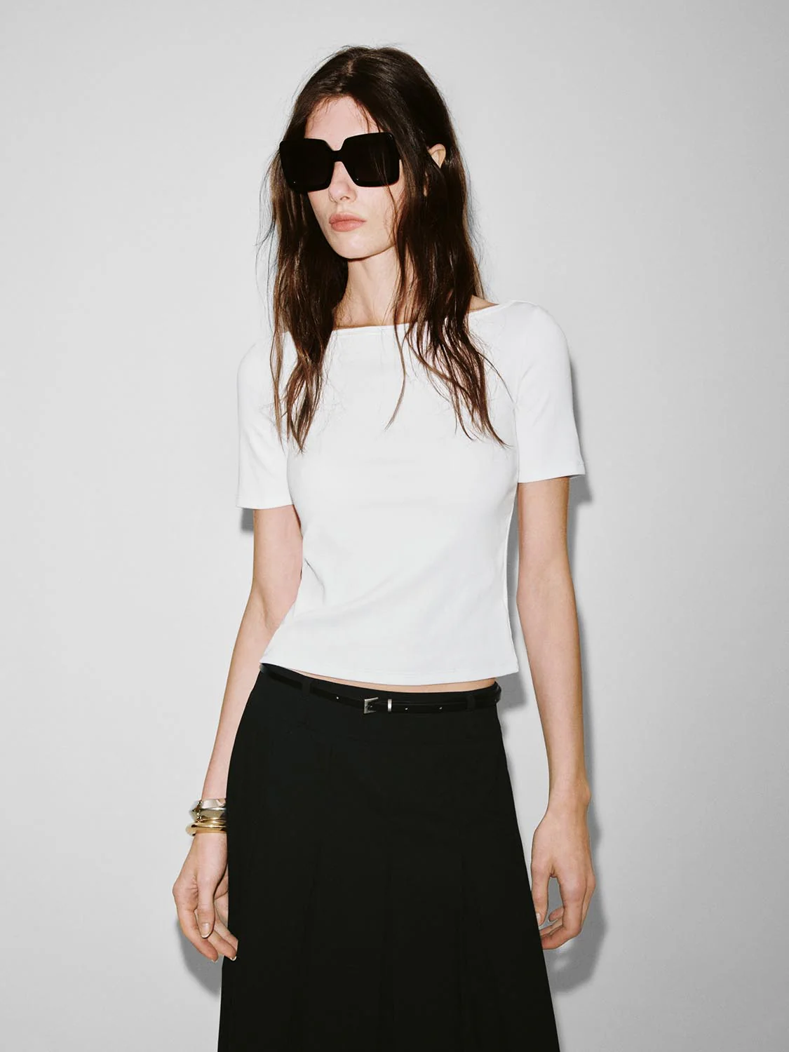 Boat Neck Skinny-Fit T-Shirts