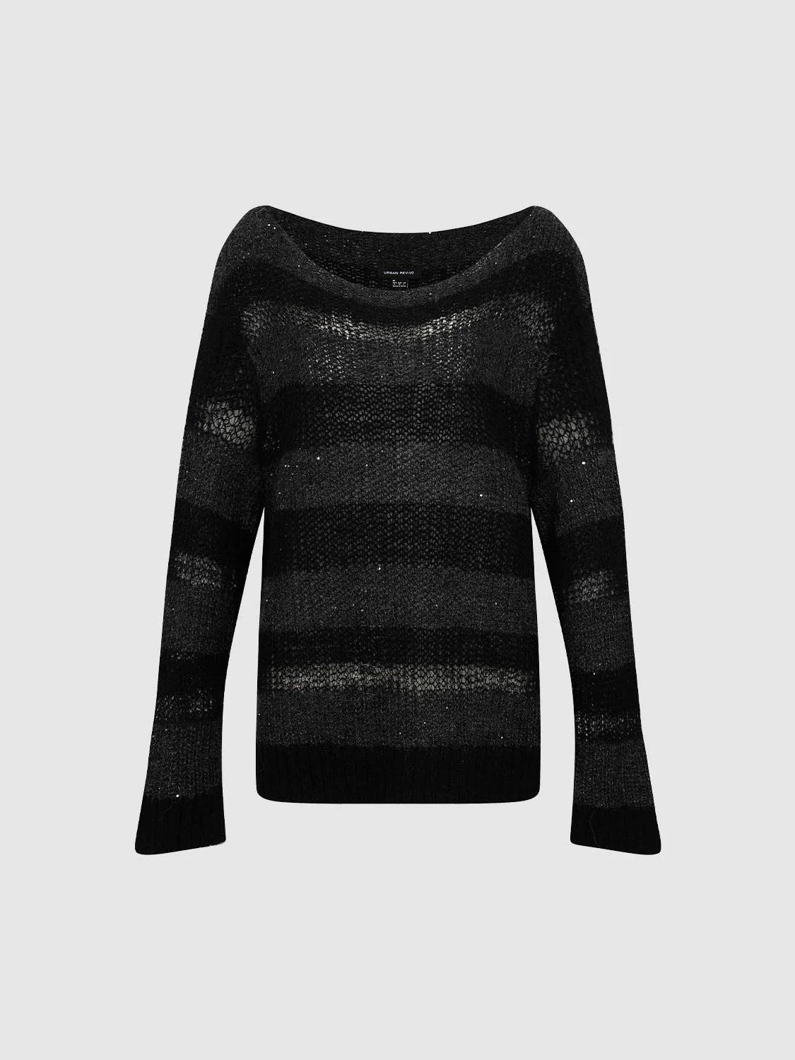 Boat Neck Striped Long Sleeve Knitted T-Shirts - Image 7
