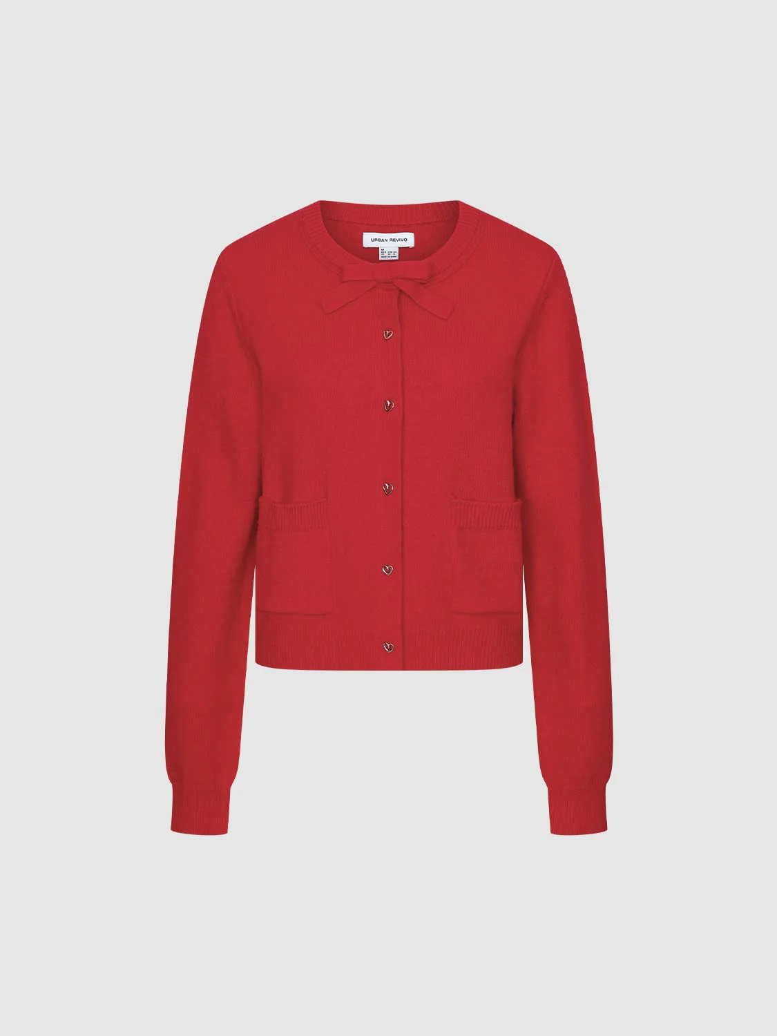 Bow Detail Patch Pockets Knitted Cardigans - Image 7