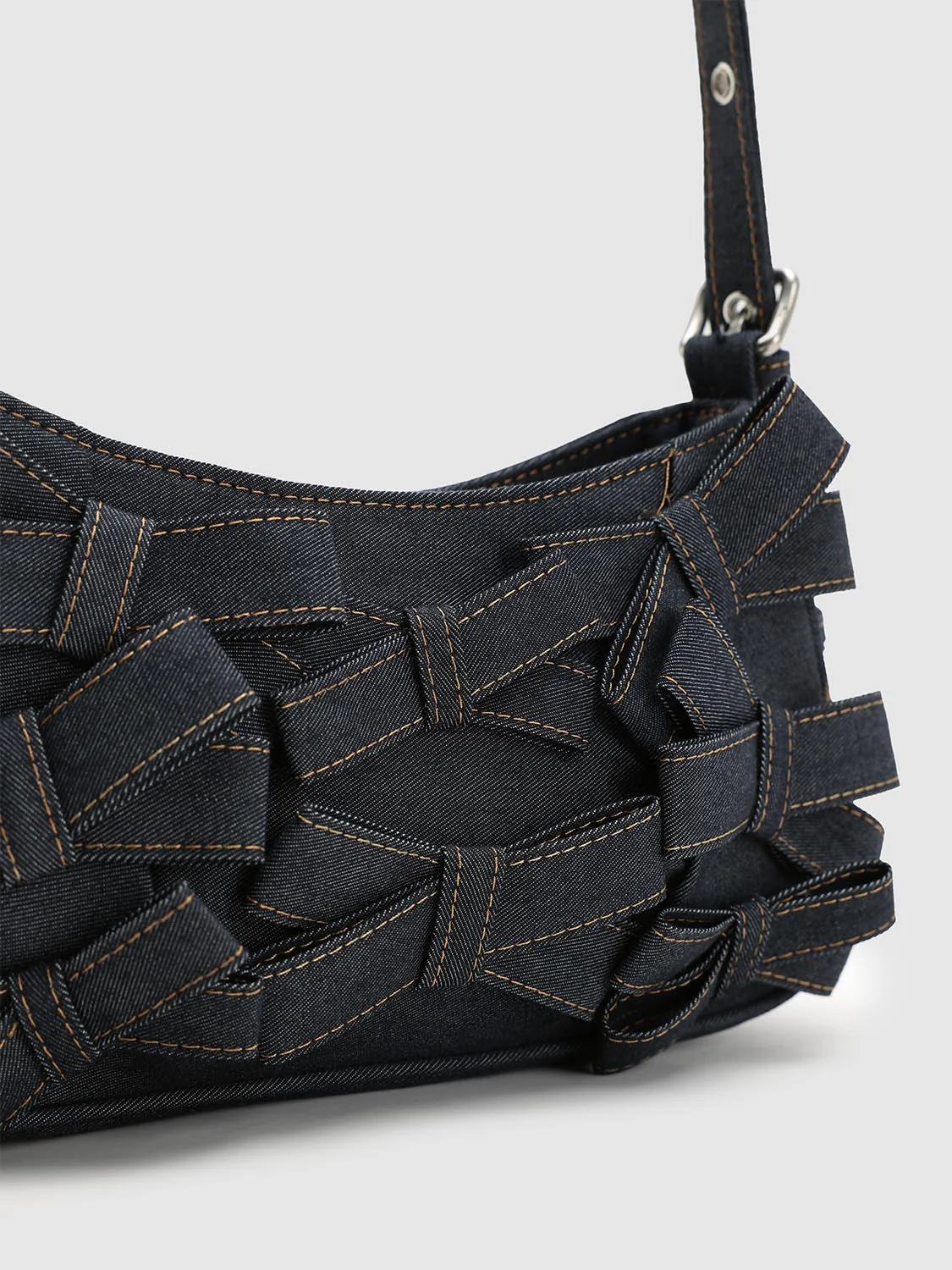 Bow Embellished Denim Shoulder Bags - Image 4