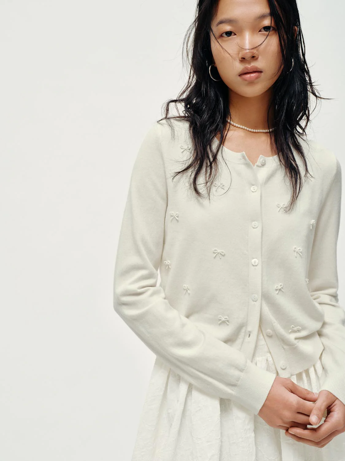 Bow Embellished Knitted Cardigans - Image 3