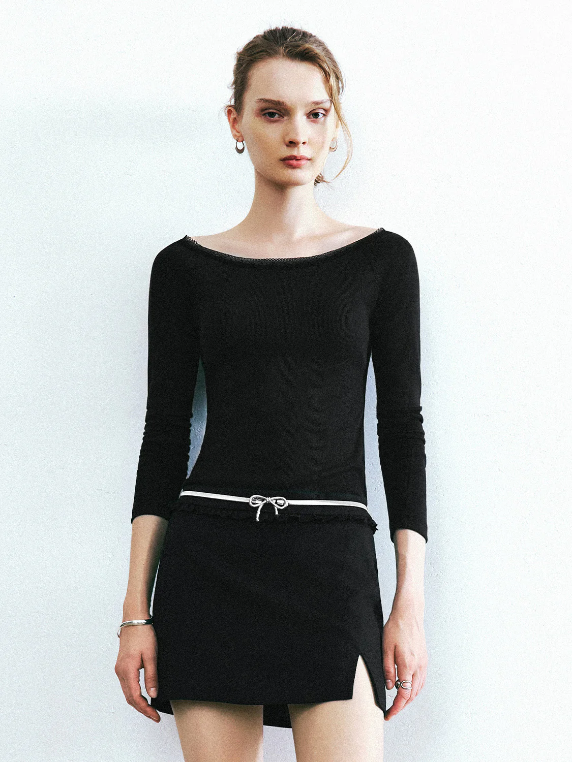 Bow Neck Skinny T-Shirt - Image 21