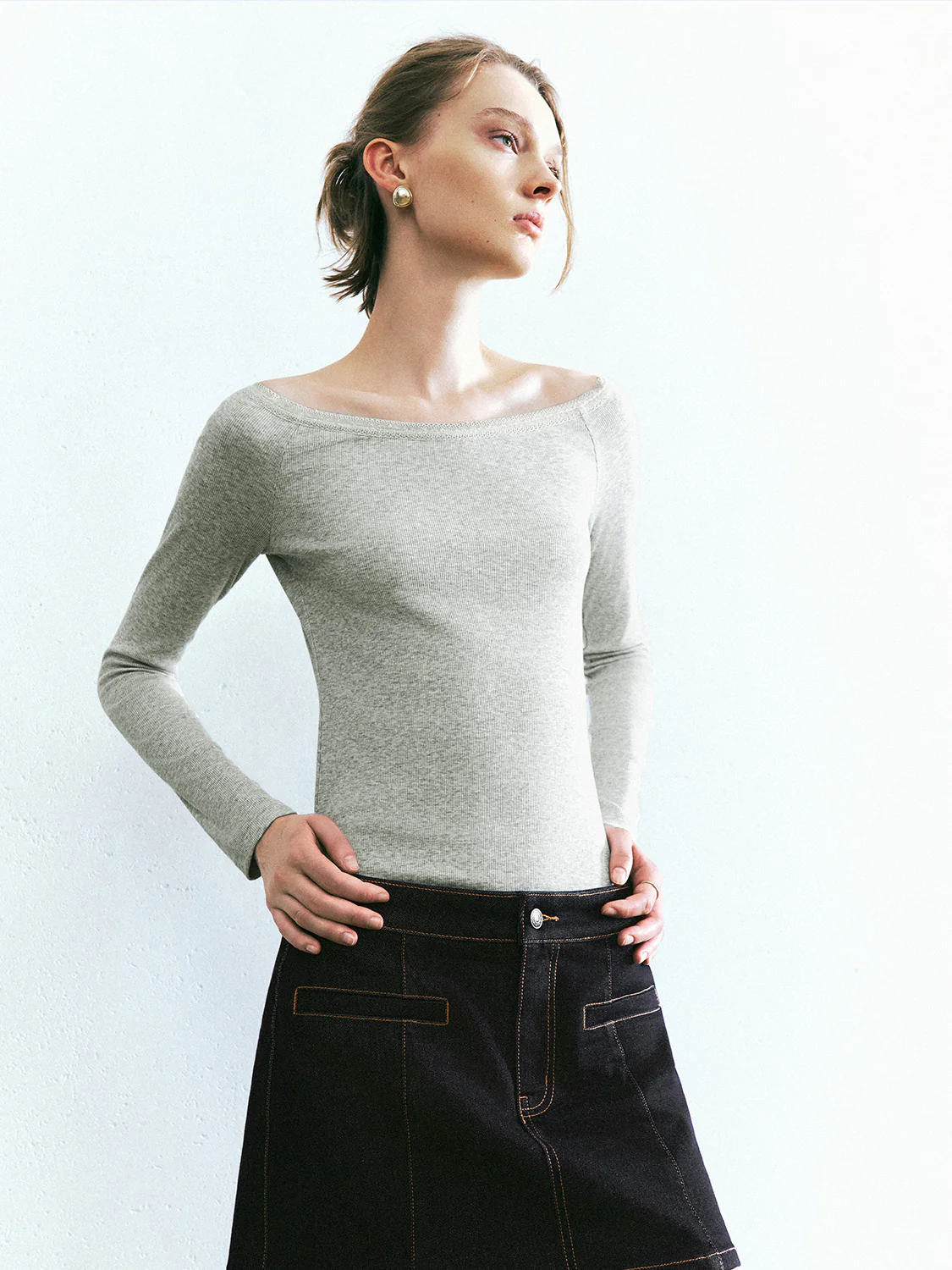 Bow Neck Skinny T-Shirt - Image 8