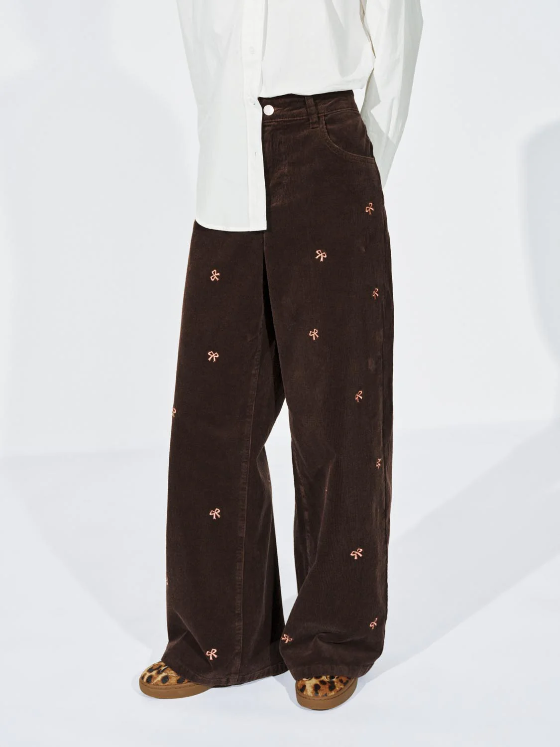 Bow Printed Wide Leg Jeans - Image 3